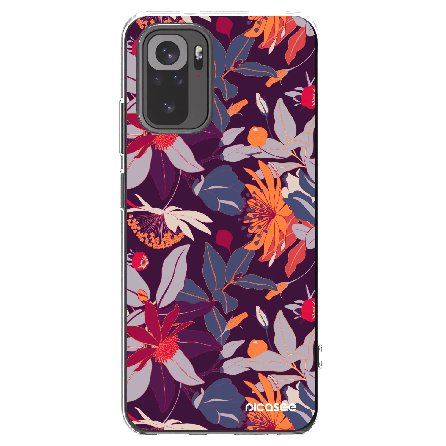 Picasee silikonska prozirna maskica za Xiaomi Redmi Note 10S - Purple Leaf