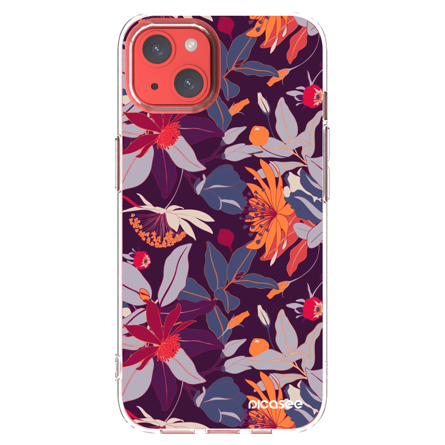Picasee silikonska prozirna maskica za Apple iPhone 13 - Purple Leaf