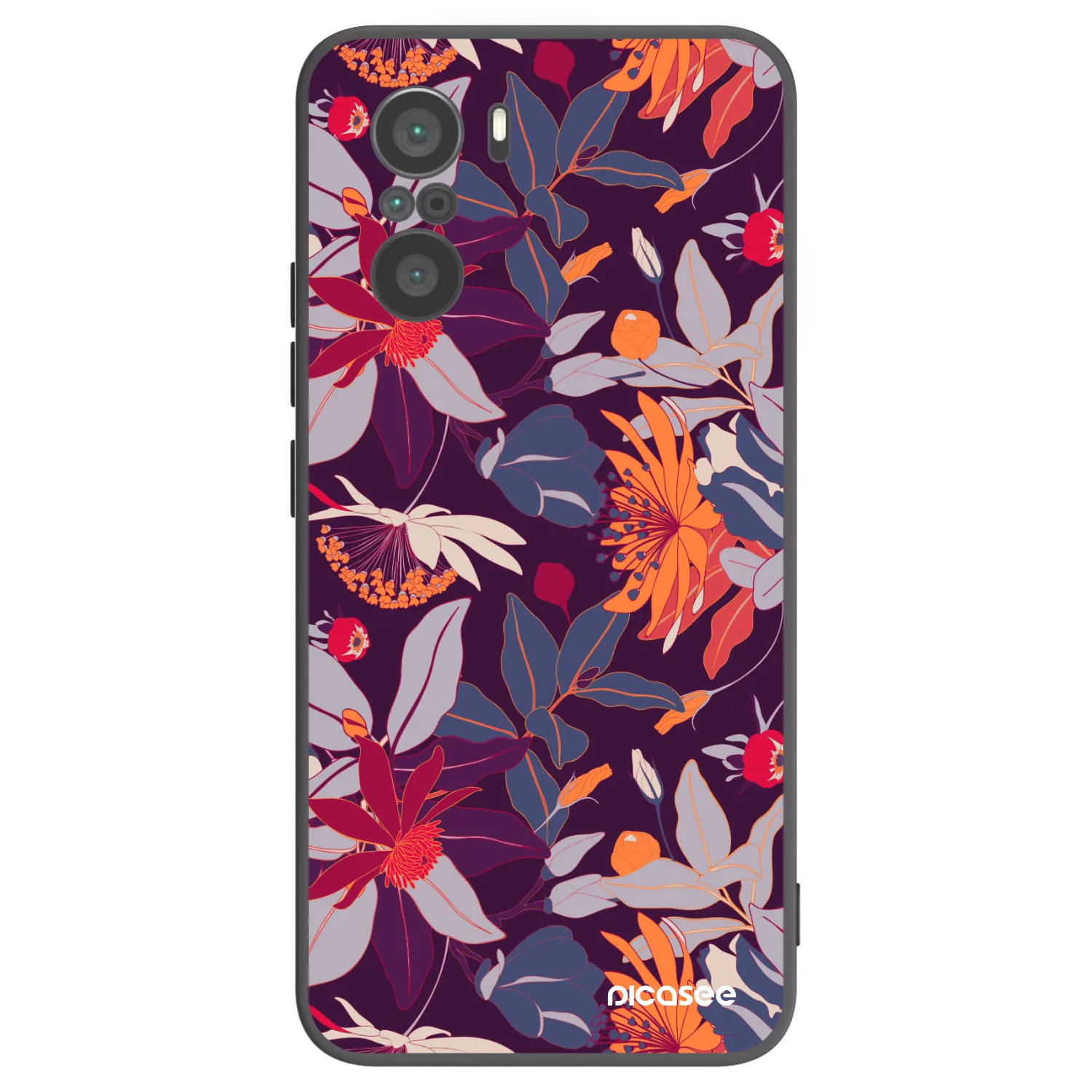 Picasee crna silikonska maskica za Xiaomi Poco F3 - Purple Leaf