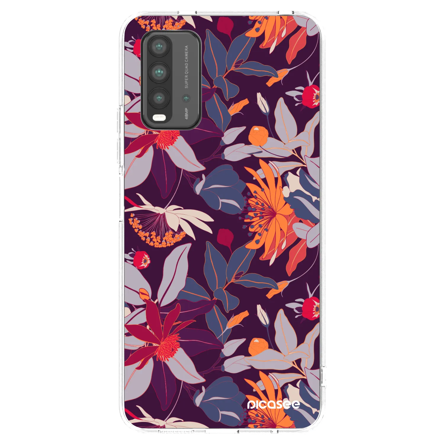Picasee crna silikonska maskica za Xiaomi Redmi 9T - Purple Leaf