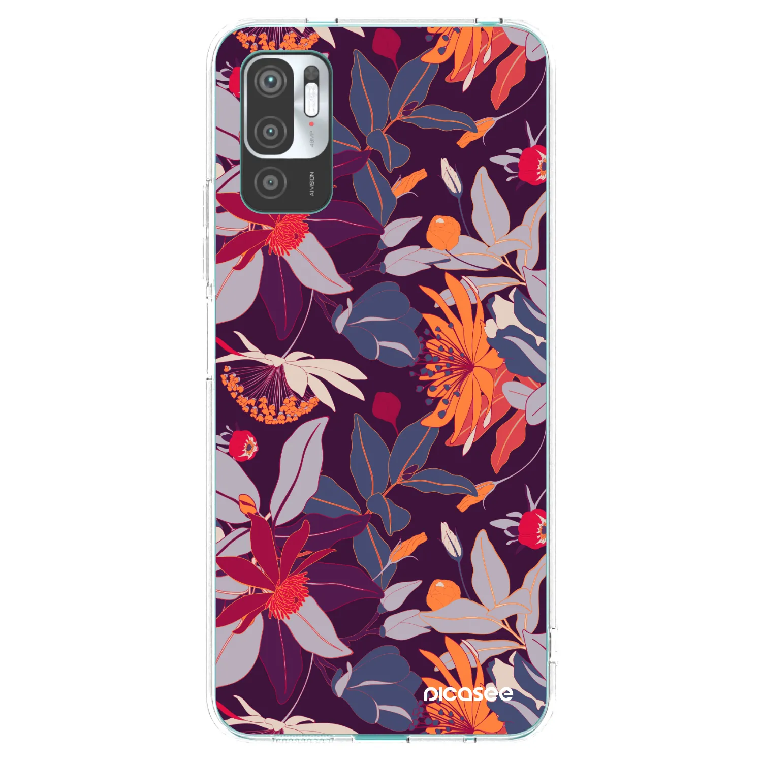 Picasee silikonska prozirna maskica za Xiaomi Redmi Note 10 5G - Purple Leaf