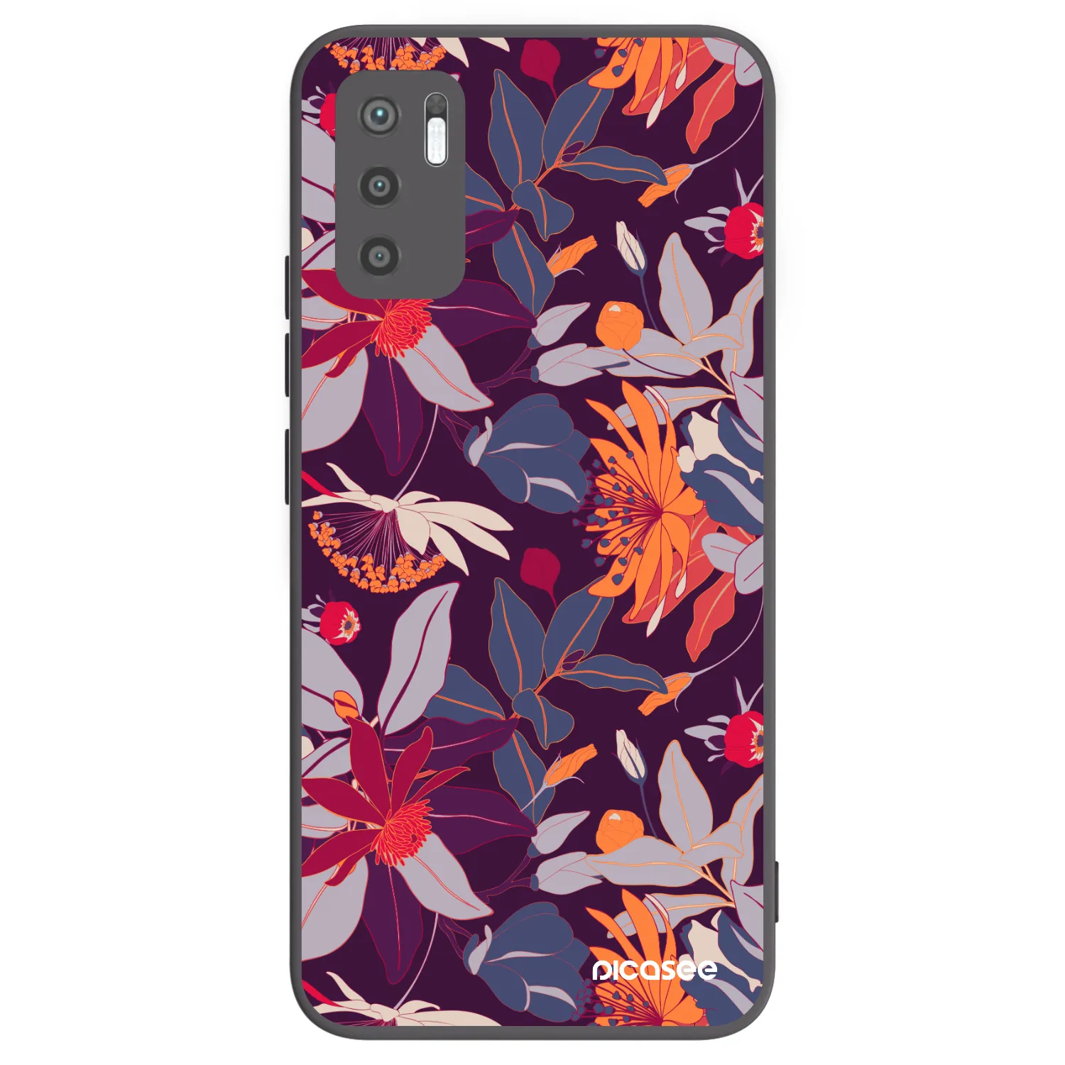 Picasee crna silikonska maskica za Xiaomi Redmi Note 10 5G - Purple Leaf