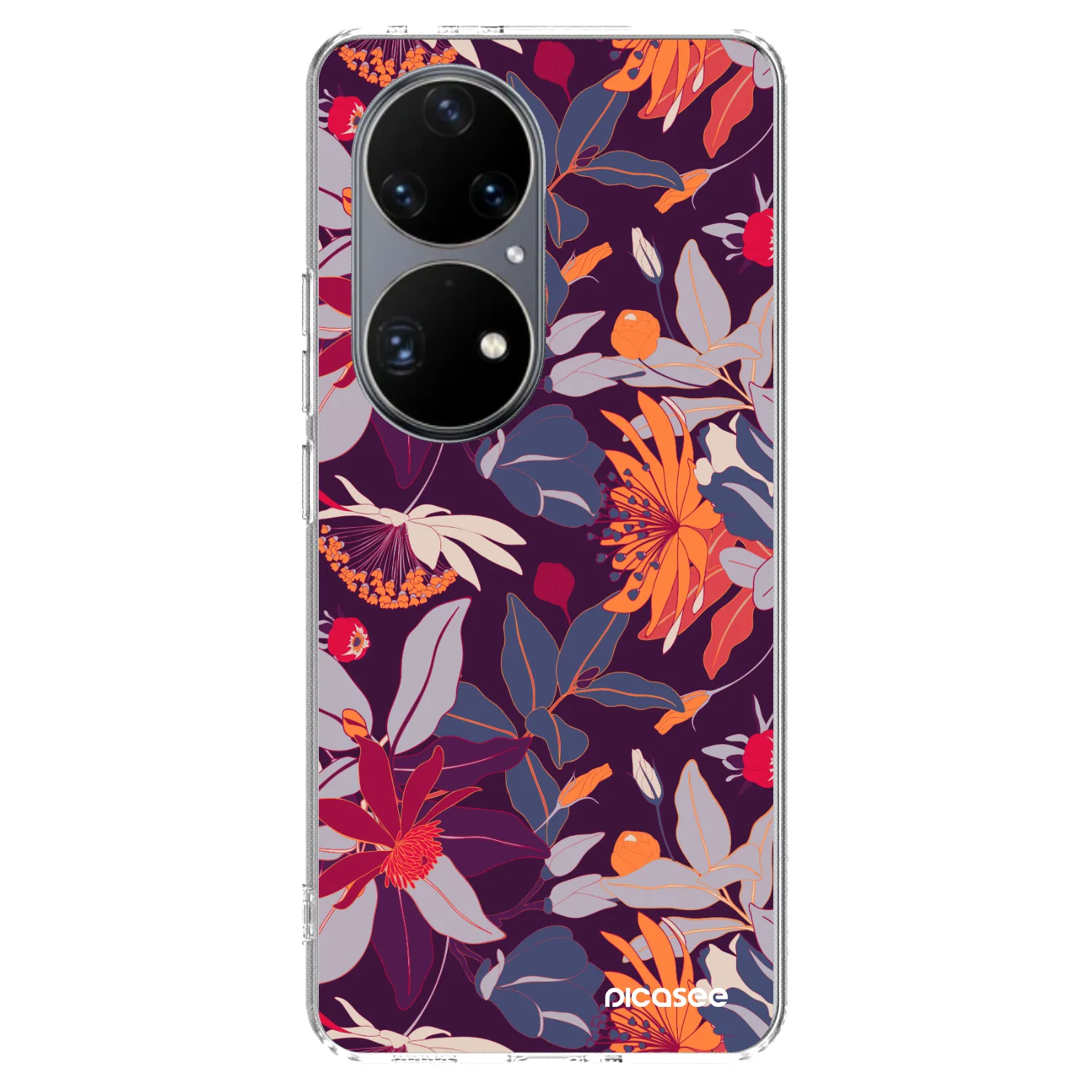 Picasee silikonska prozirna maskica za Huawei P50 - Purple Leaf