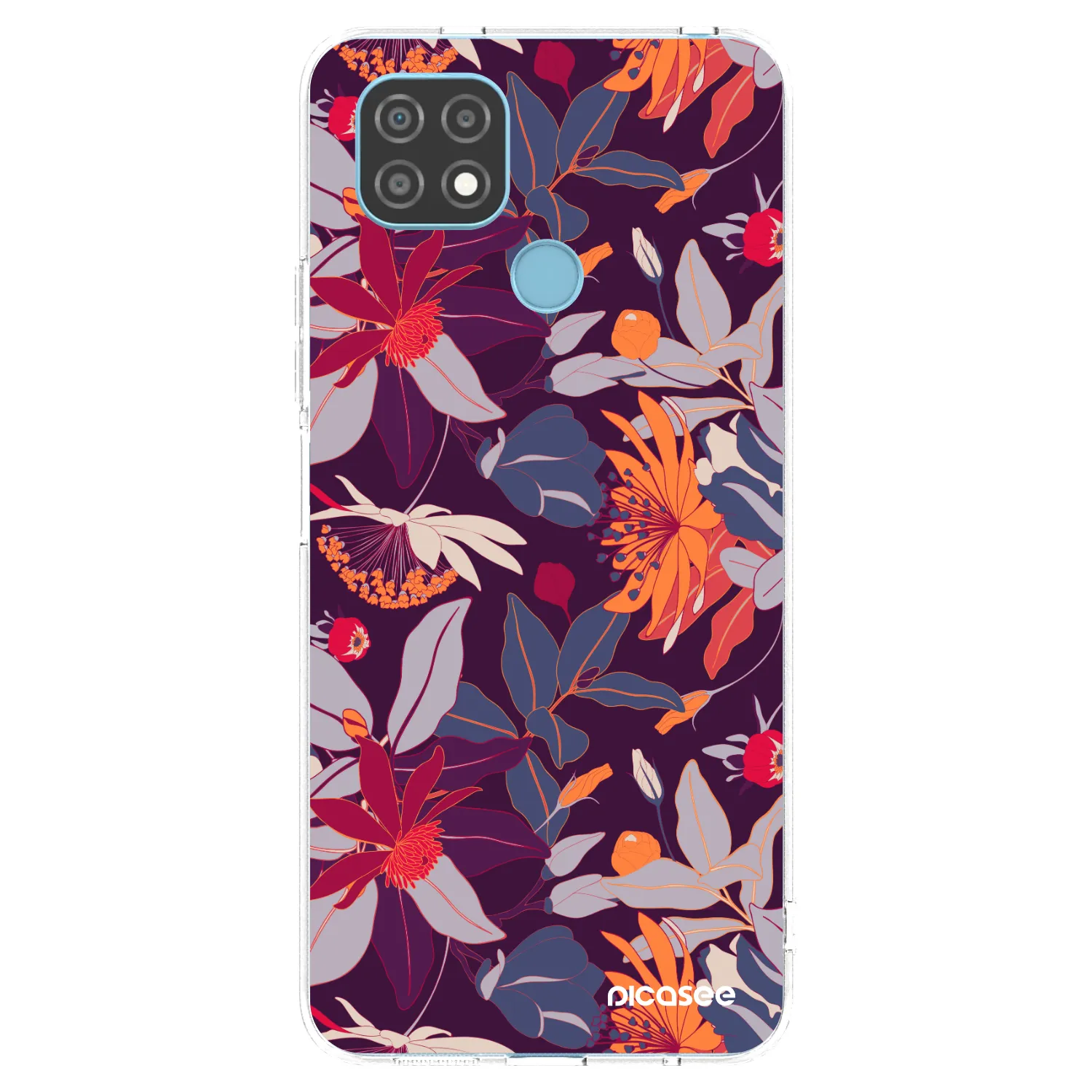 Picasee silikonska prozirna maskica za Realme C21 - Purple Leaf