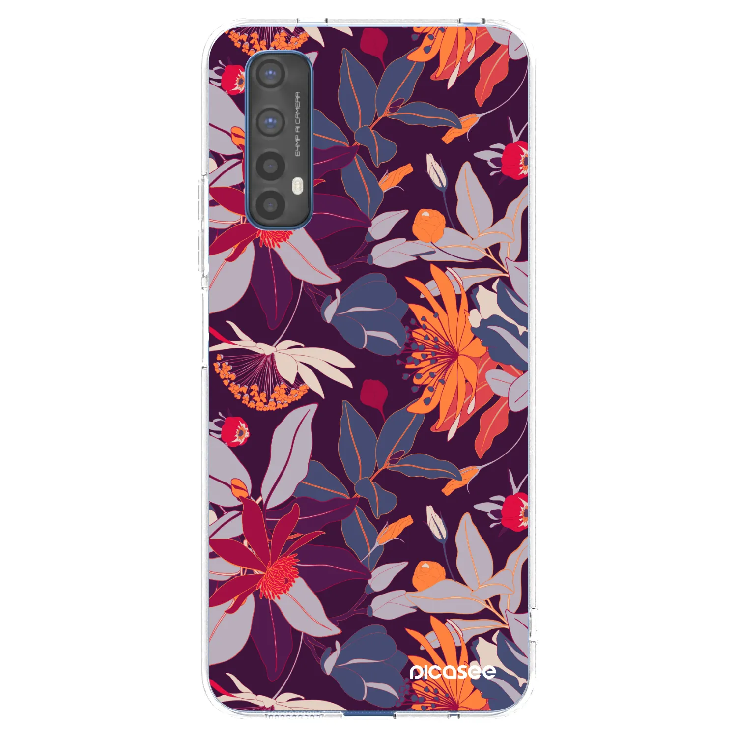 Picasee silikonska prozirna maskica za Realme 7 - Purple Leaf