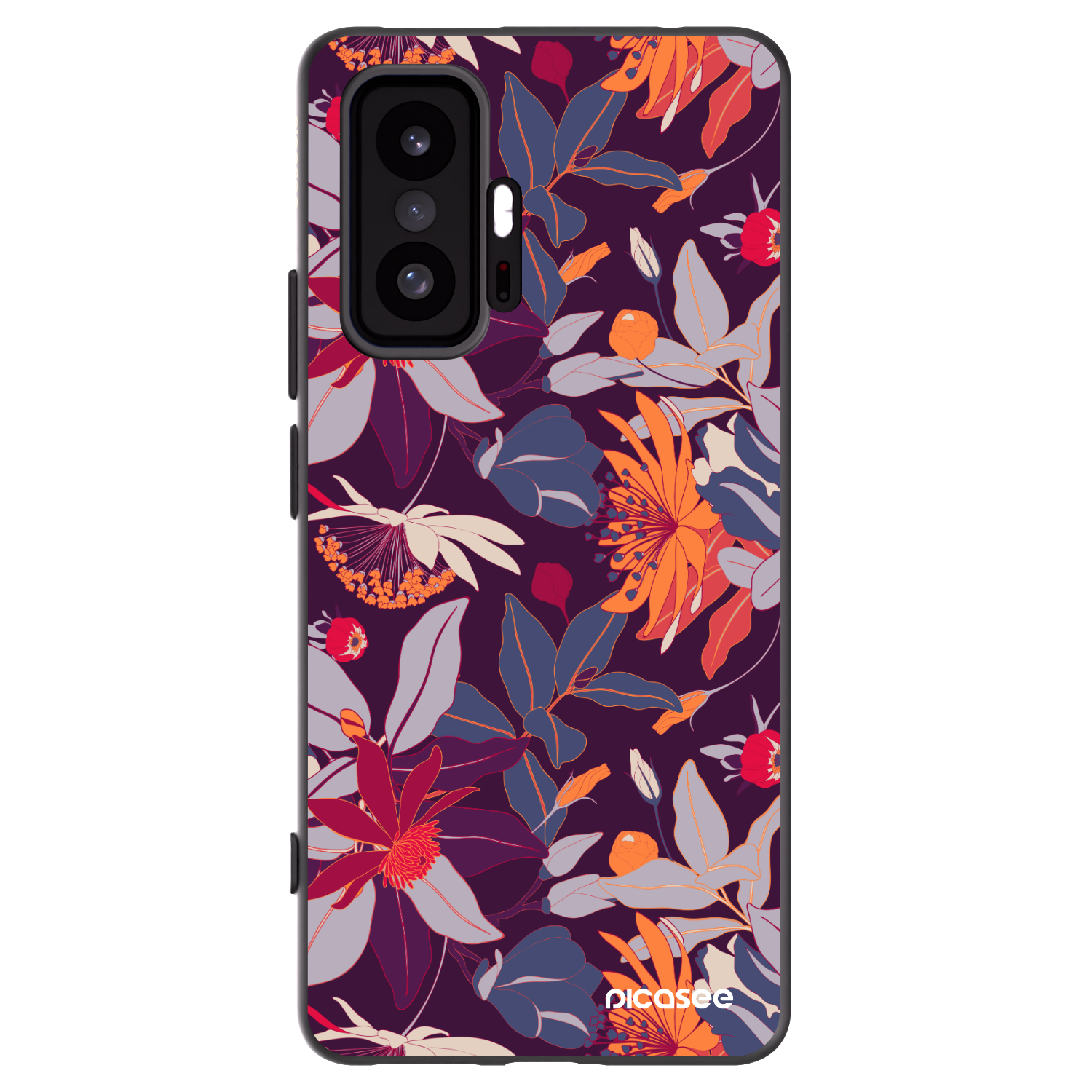 Picasee crna silikonska maskica za Xiaomi 11T Pro - Purple Leaf