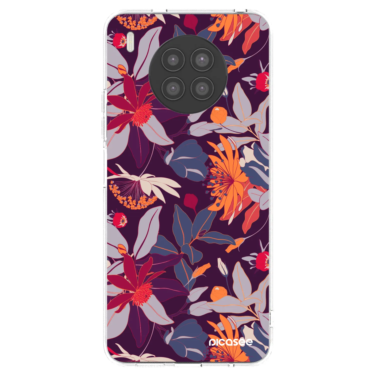 Picasee silikonska prozirna maskica za Huawei Nova 8i - Purple Leaf