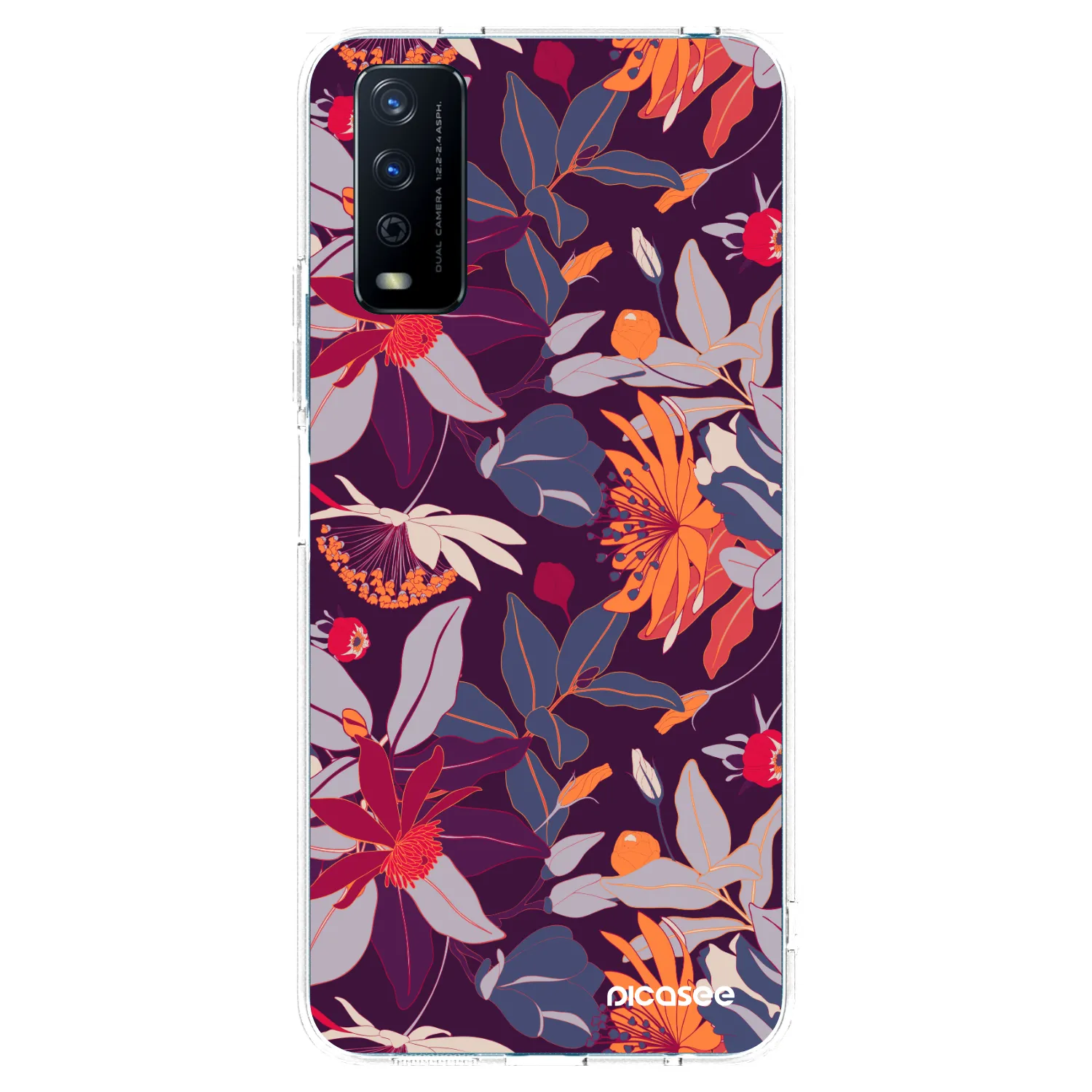 Picasee silikonska prozirna maskica za Vivo Y11s - Purple Leaf