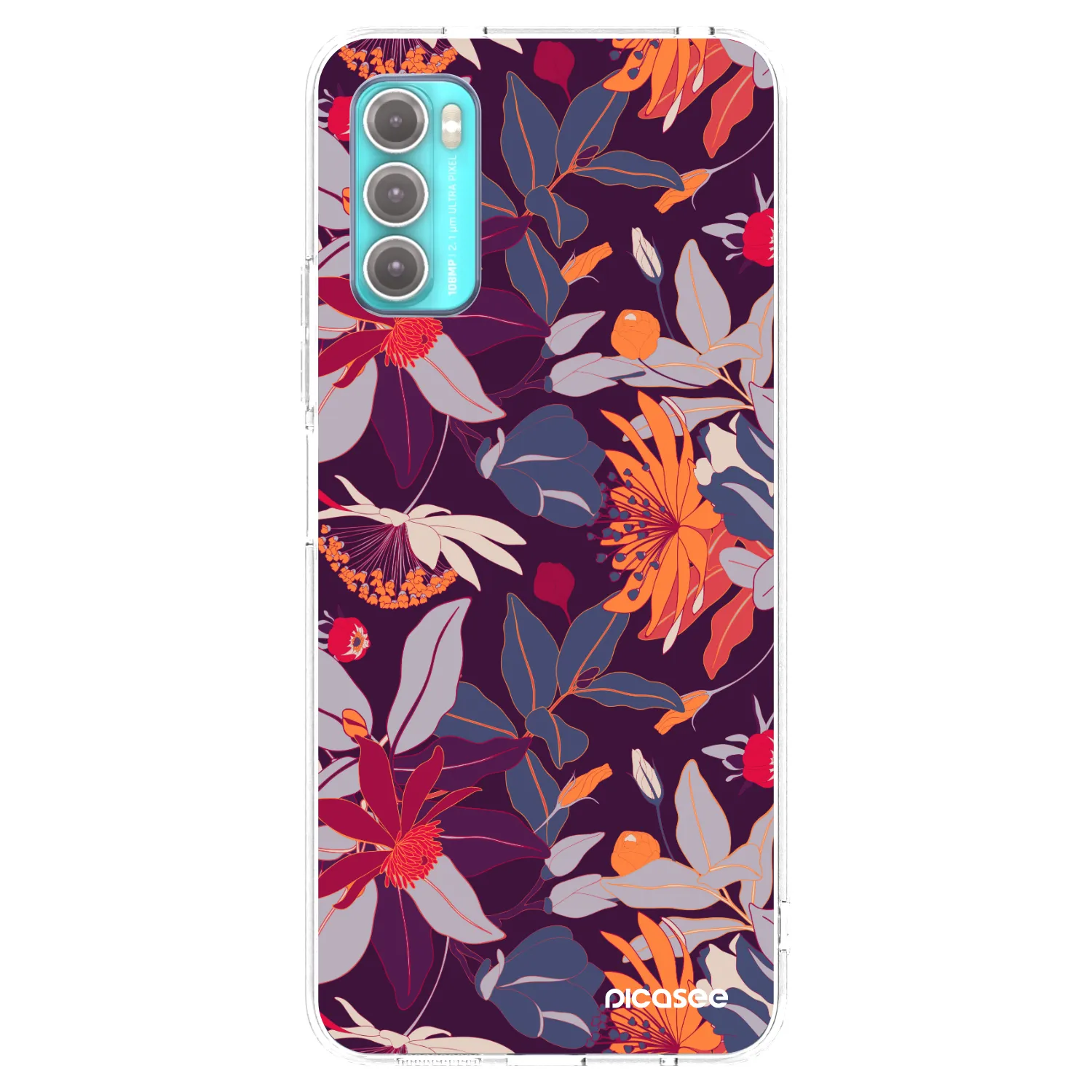 Picasee silikonska prozirna maskica za Motorola Moto G60 - Purple Leaf
