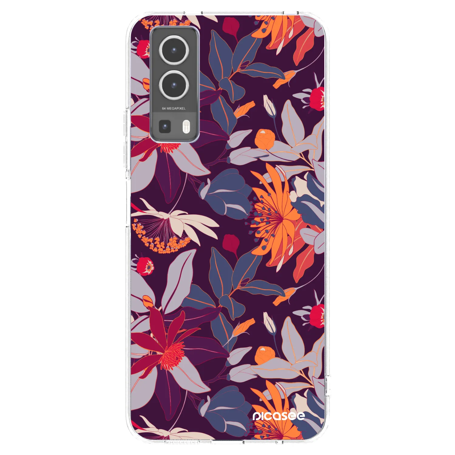 Picasee silikonska prozirna maskica za Vivo Y72 5G - Purple Leaf