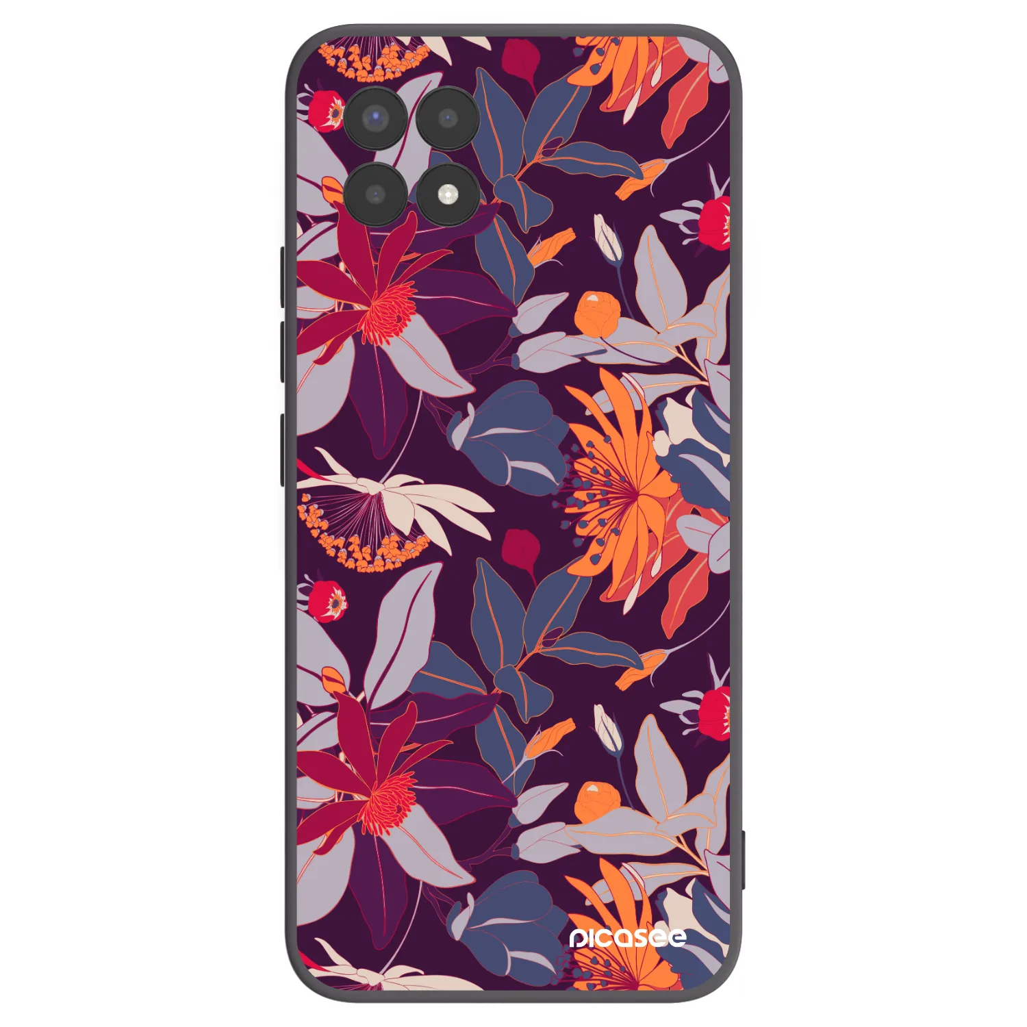 Picasee crna silikonska maskica za Realme 8i - Purple Leaf