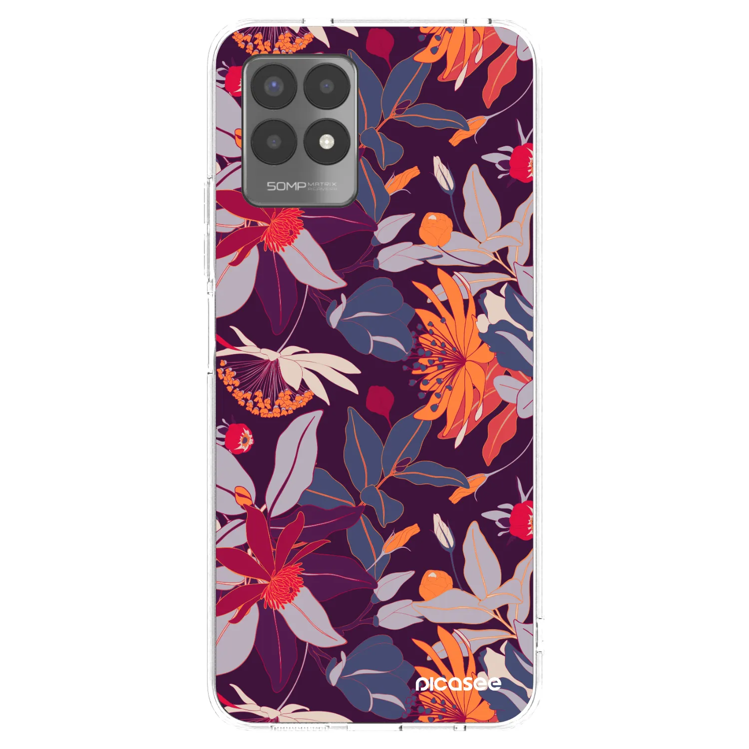 Picasee silikonska prozirna maskica za Realme 8i - Purple Leaf