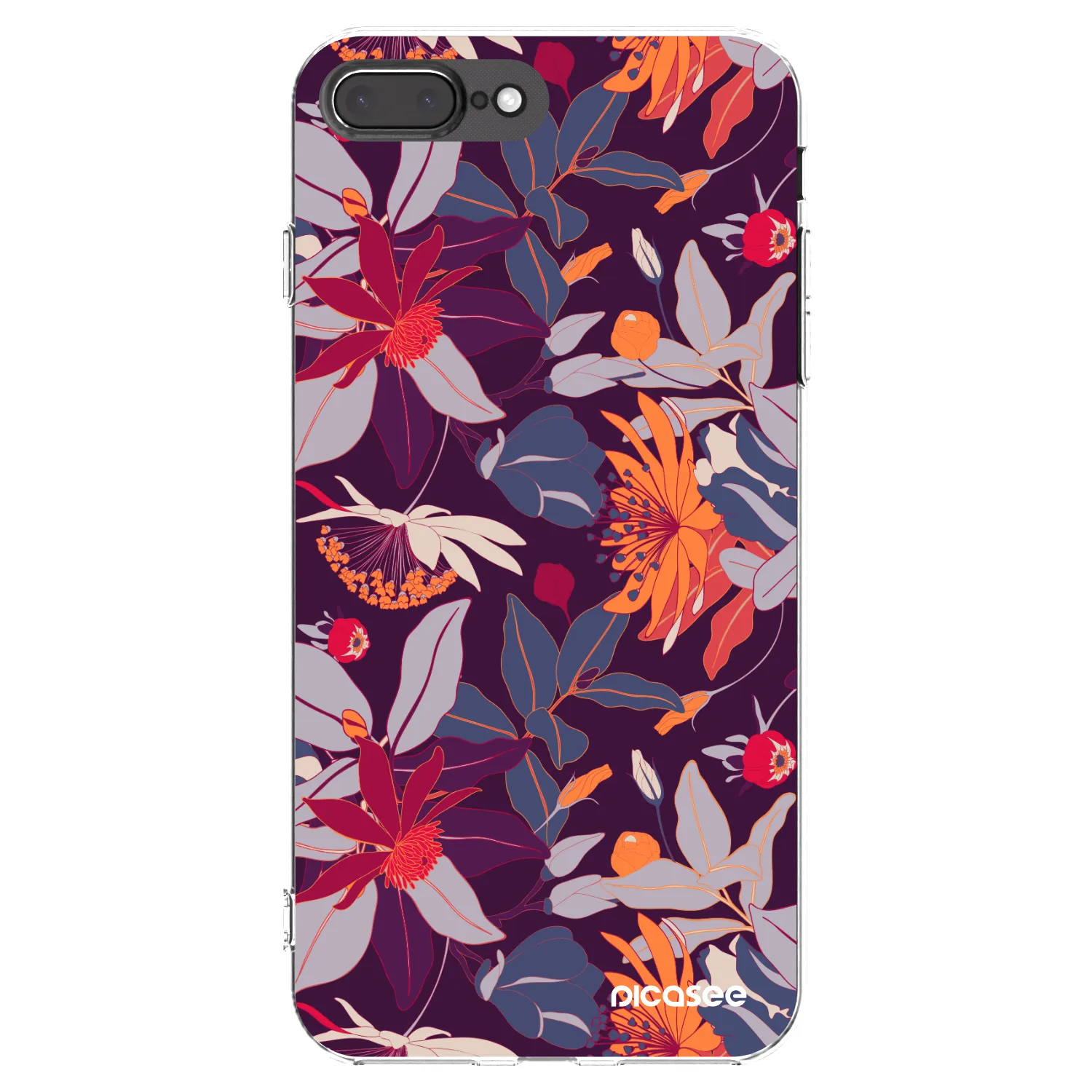 Picasee silikonska prozirna maskica za Apple iPhone 7 Plus - Purple Leaf