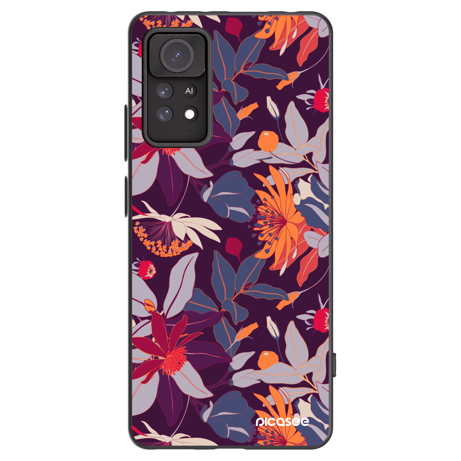 Picasee crna silikonska maskica za Xiaomi Redmi Note 11 Pro 5G - Purple Leaf
