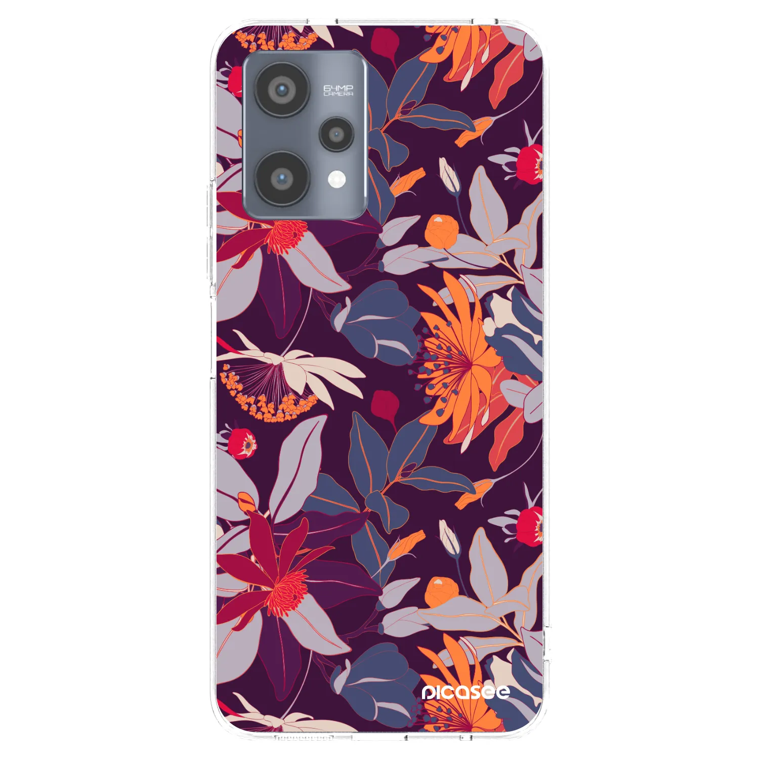 Picasee silikonska prozirna maskica za Realme 9 Pro 5G - Purple Leaf