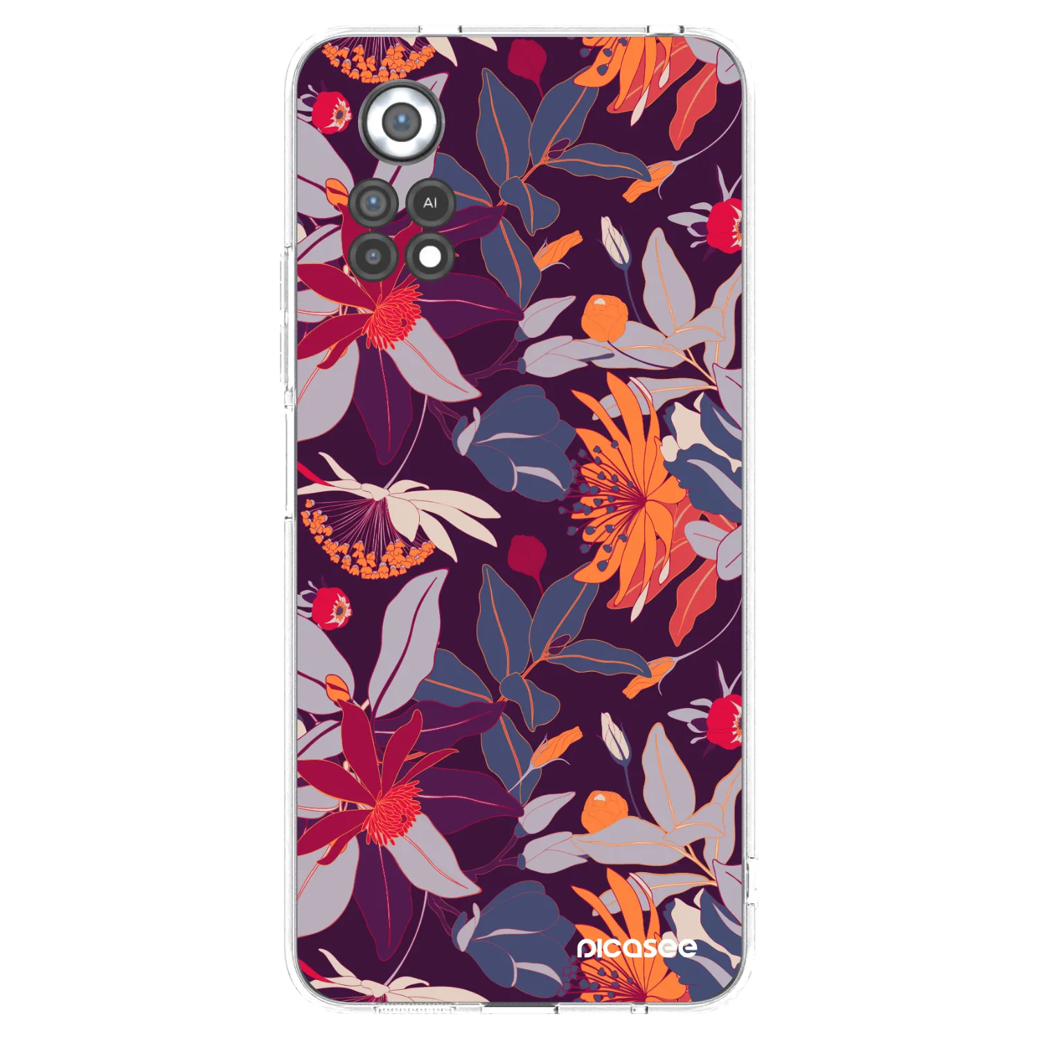 Picasee silikonska prozirna maskica za Xiaomi Poco X4 Pro 5G - Purple Leaf
