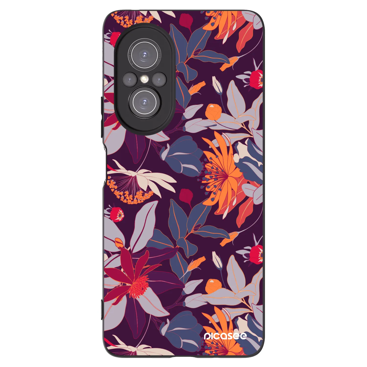Picasee crna silikonska maskica za Huawei Nova 9 SE - Purple Leaf