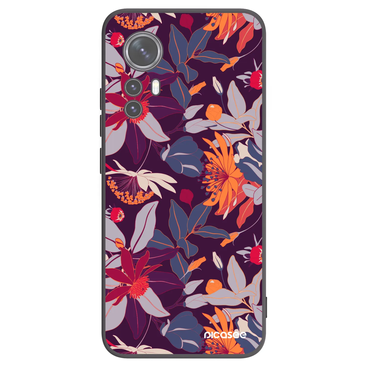 Picasee crna silikonska maskica za Xiaomi 12 - Purple Leaf