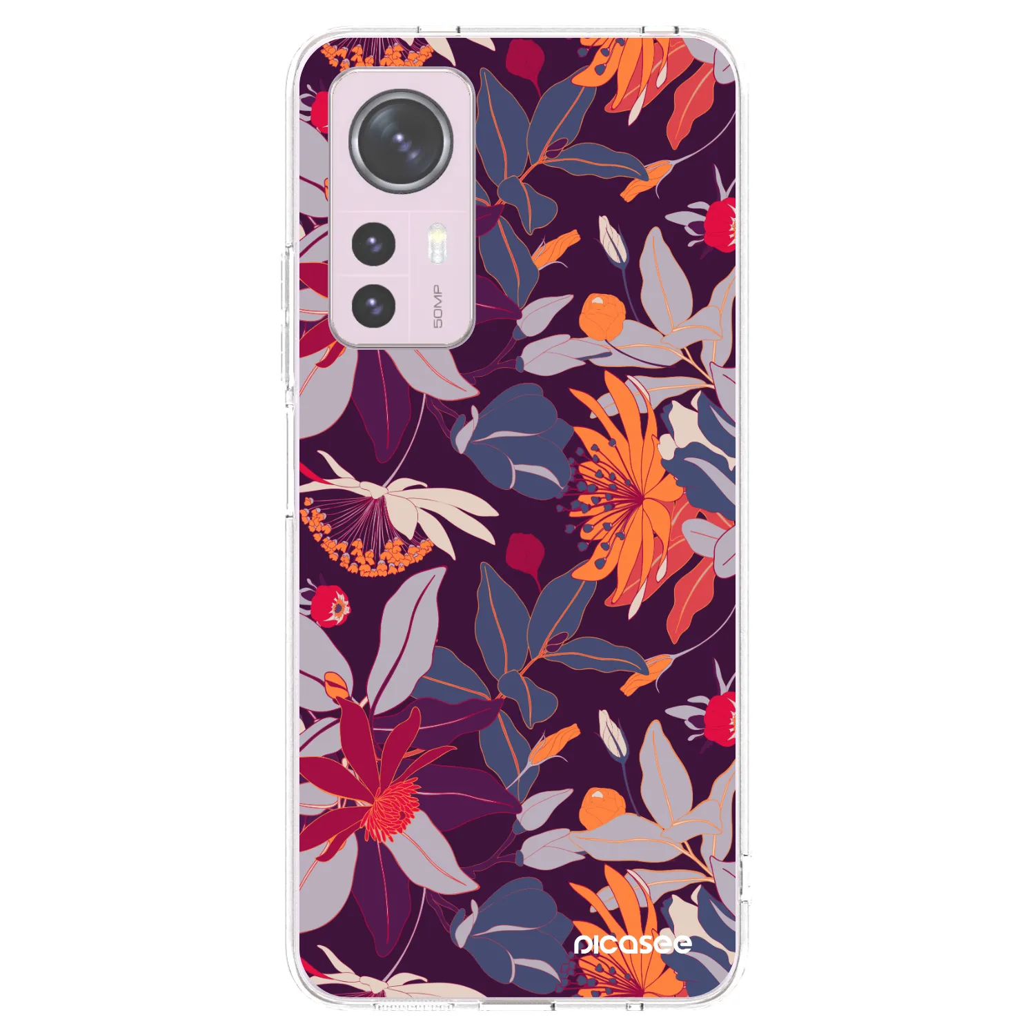 Picasee silikonska prozirna maskica za Xiaomi 12 - Purple Leaf