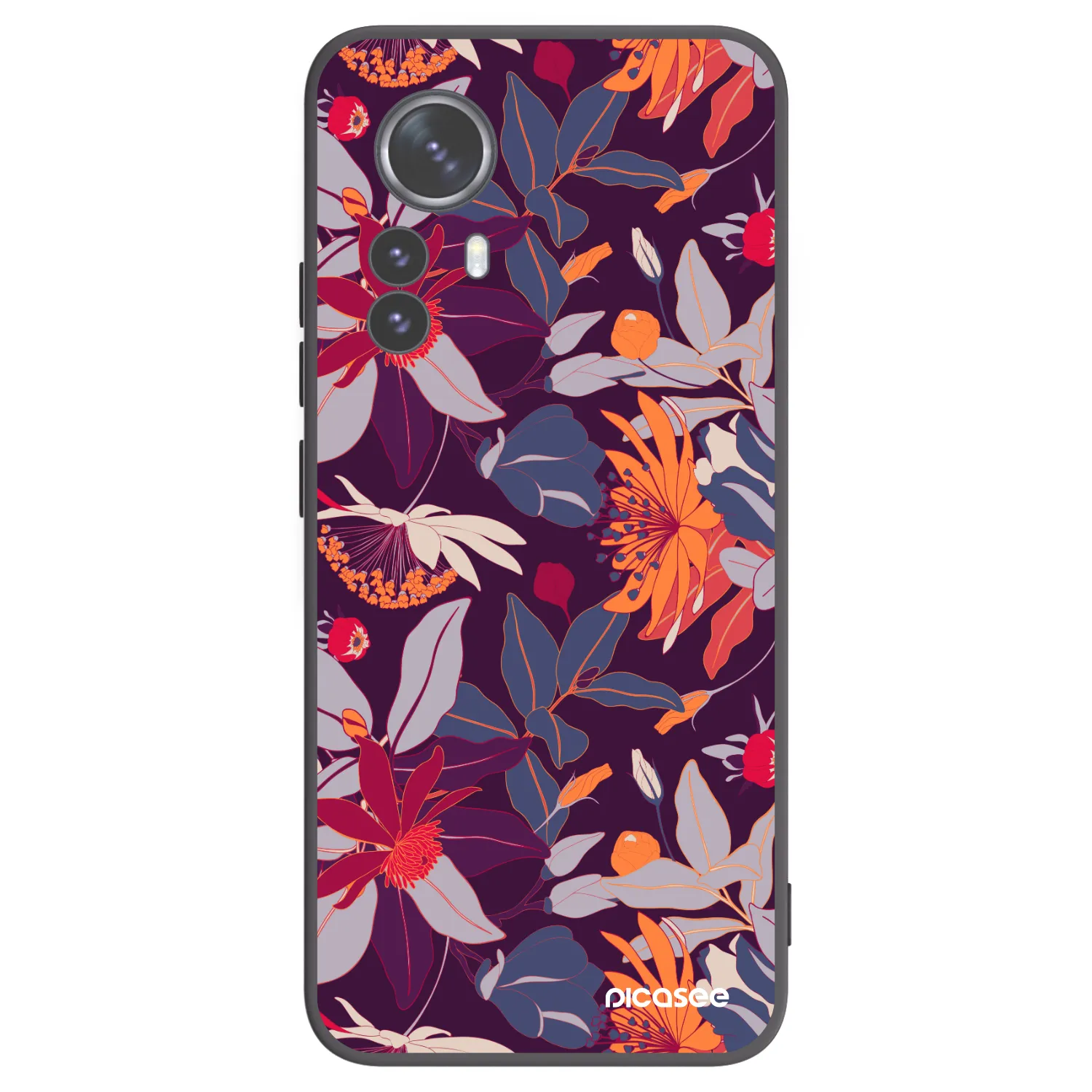 Picasee crna silikonska maskica za Xiaomi 12 Pro - Purple Leaf