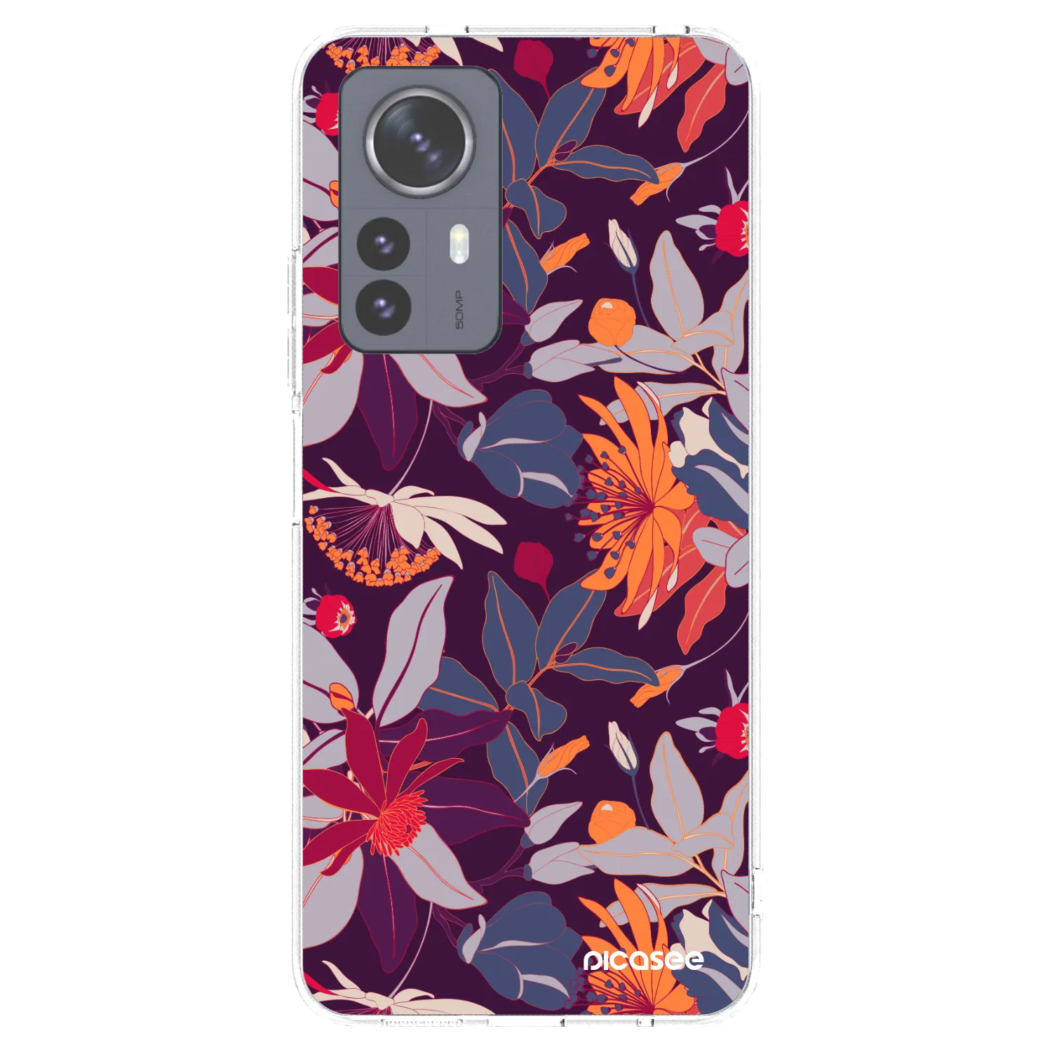 Picasee silikonska prozirna maskica za Xiaomi 12 Pro - Purple Leaf