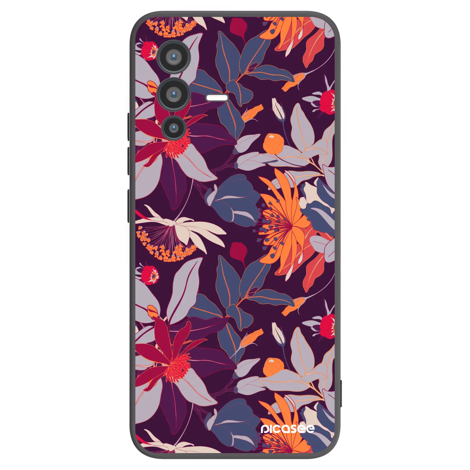 Picasee crna silikonska maskica za Vivo V23 5G - Purple Leaf