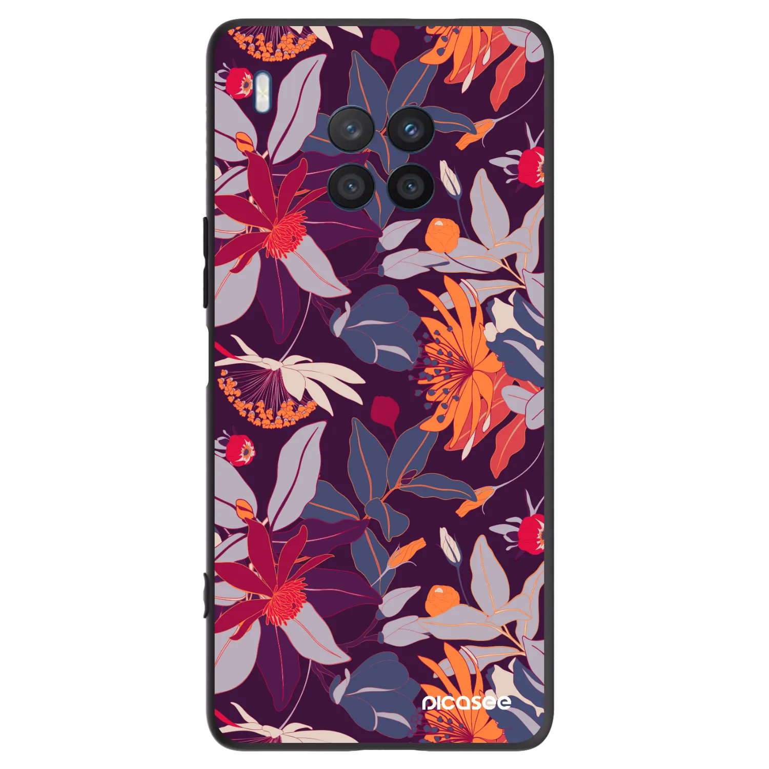 Picasee crna silikonska maskica za Honor 50 Lite - Purple Leaf