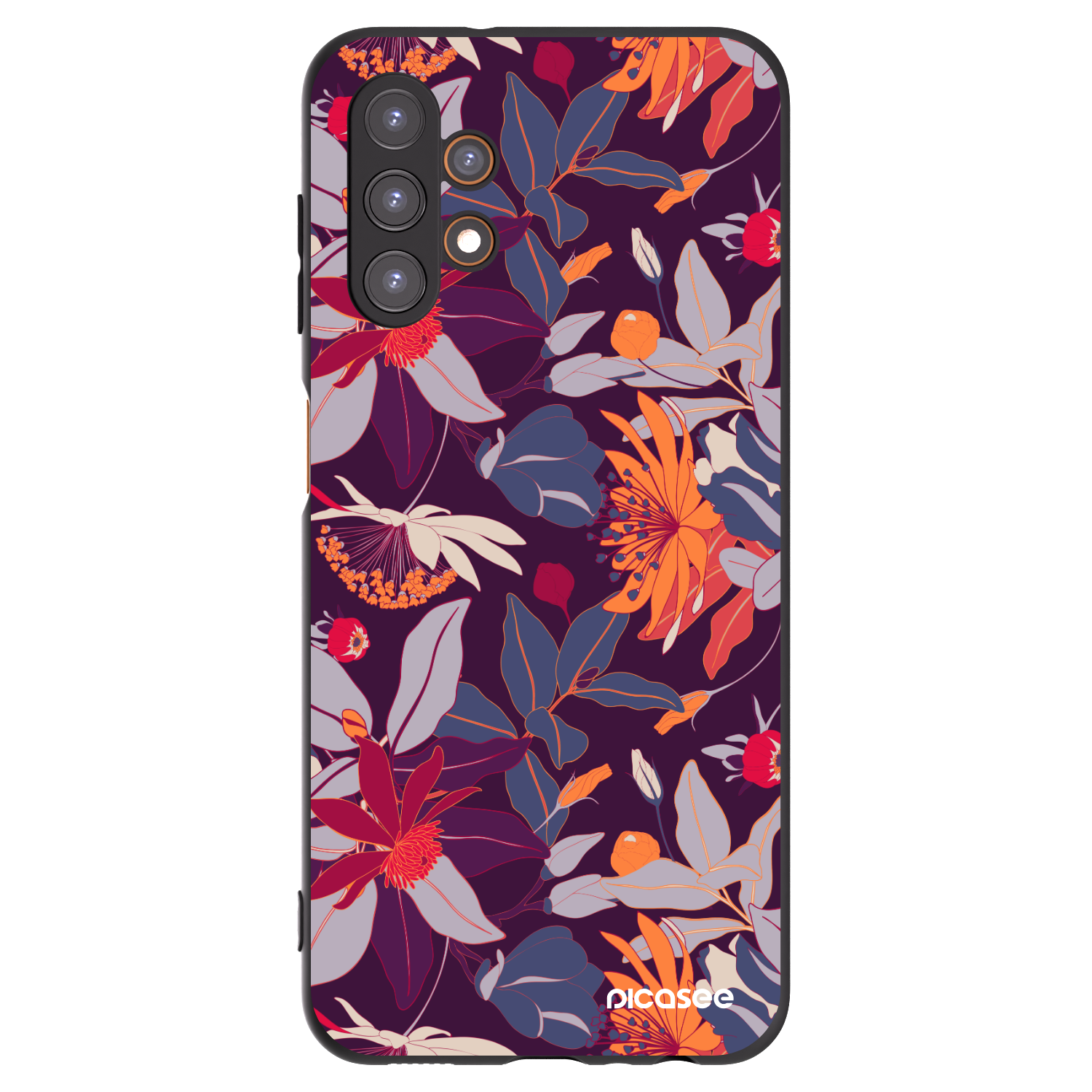 Picasee crna silikonska maskica za Samsung Galaxy A13 4G A135 - Purple Leaf