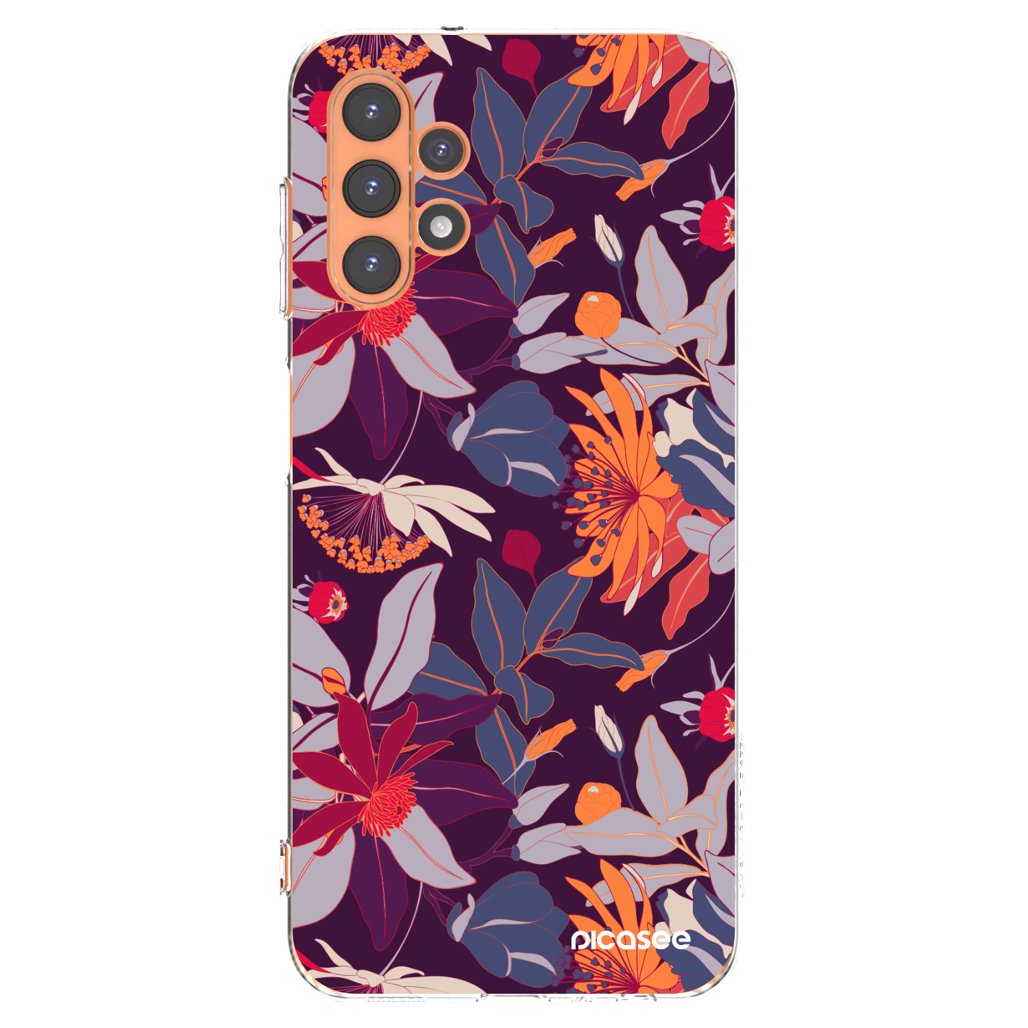 Picasee silikonska prozirna maskica za Samsung Galaxy A13 4G A135 - Purple Leaf