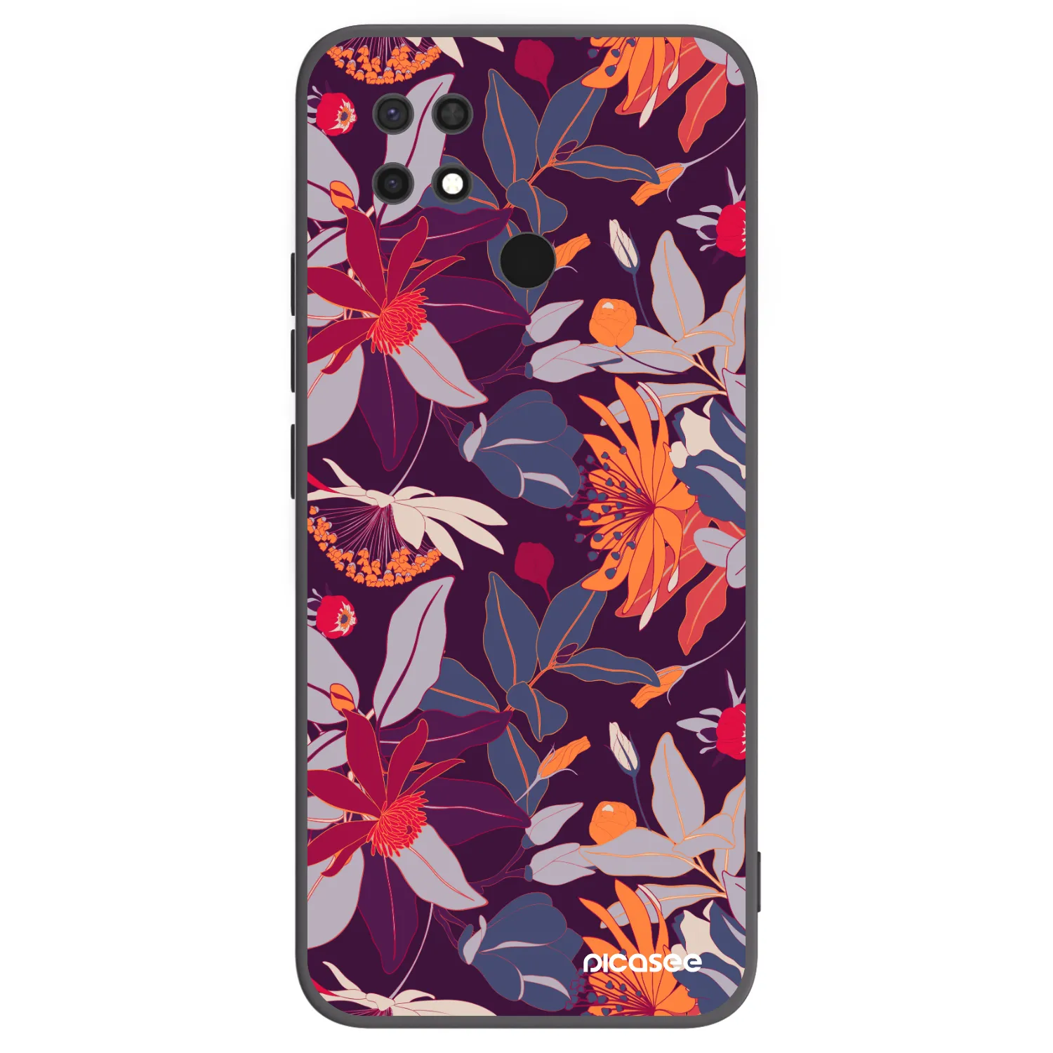 Picasee crna silikonska maskica za Xiaomi Redmi 10C - Purple Leaf