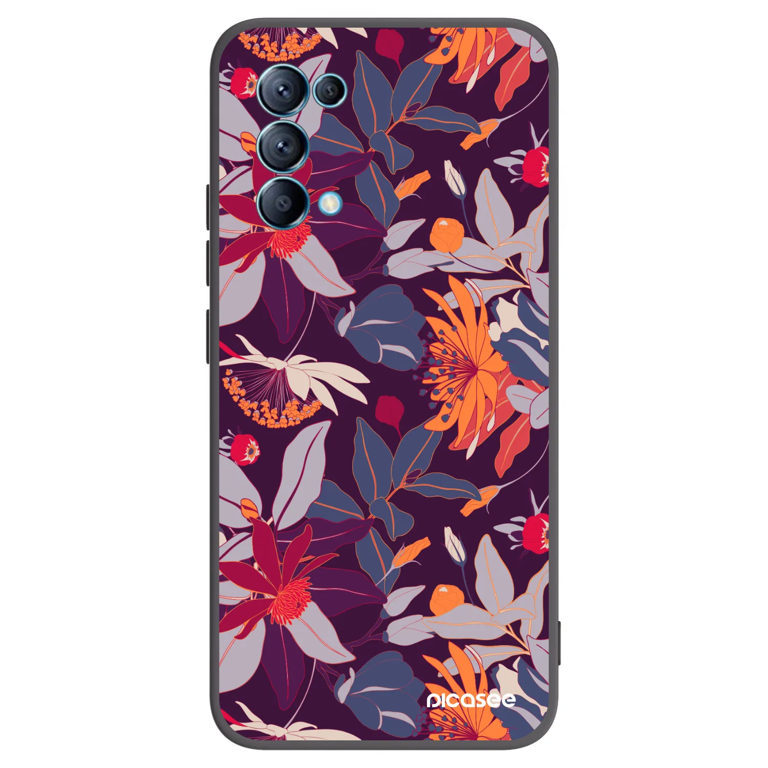 Picasee crna silikonska maskica za OPPO Reno 5 5G - Purple Leaf