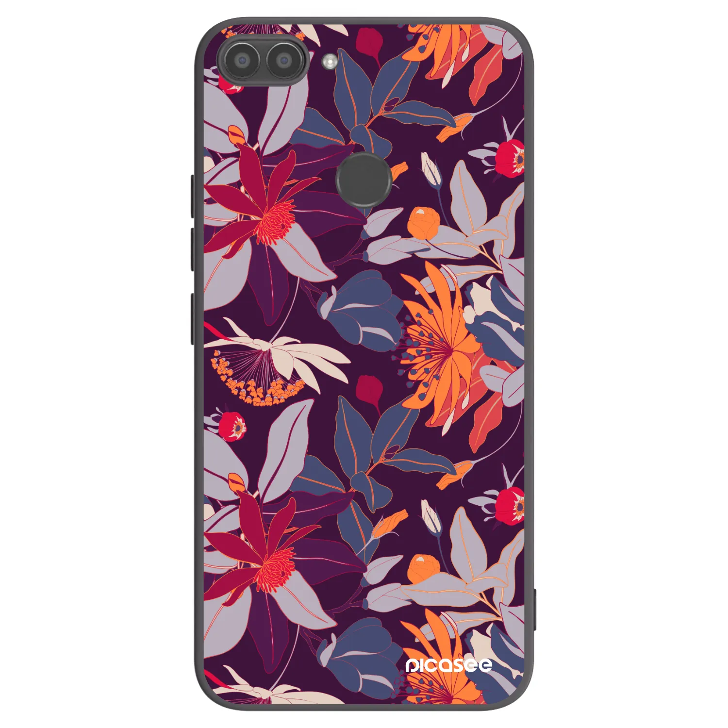 Picasee crna silikonska maskica za Huawei P Smart - Purple Leaf