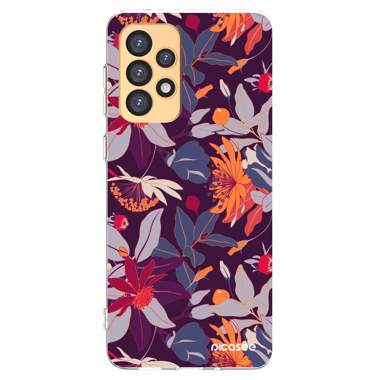 Picasee silikonska prozirna maskica za Samsung Galaxy A33 5G A336 - Purple Leaf