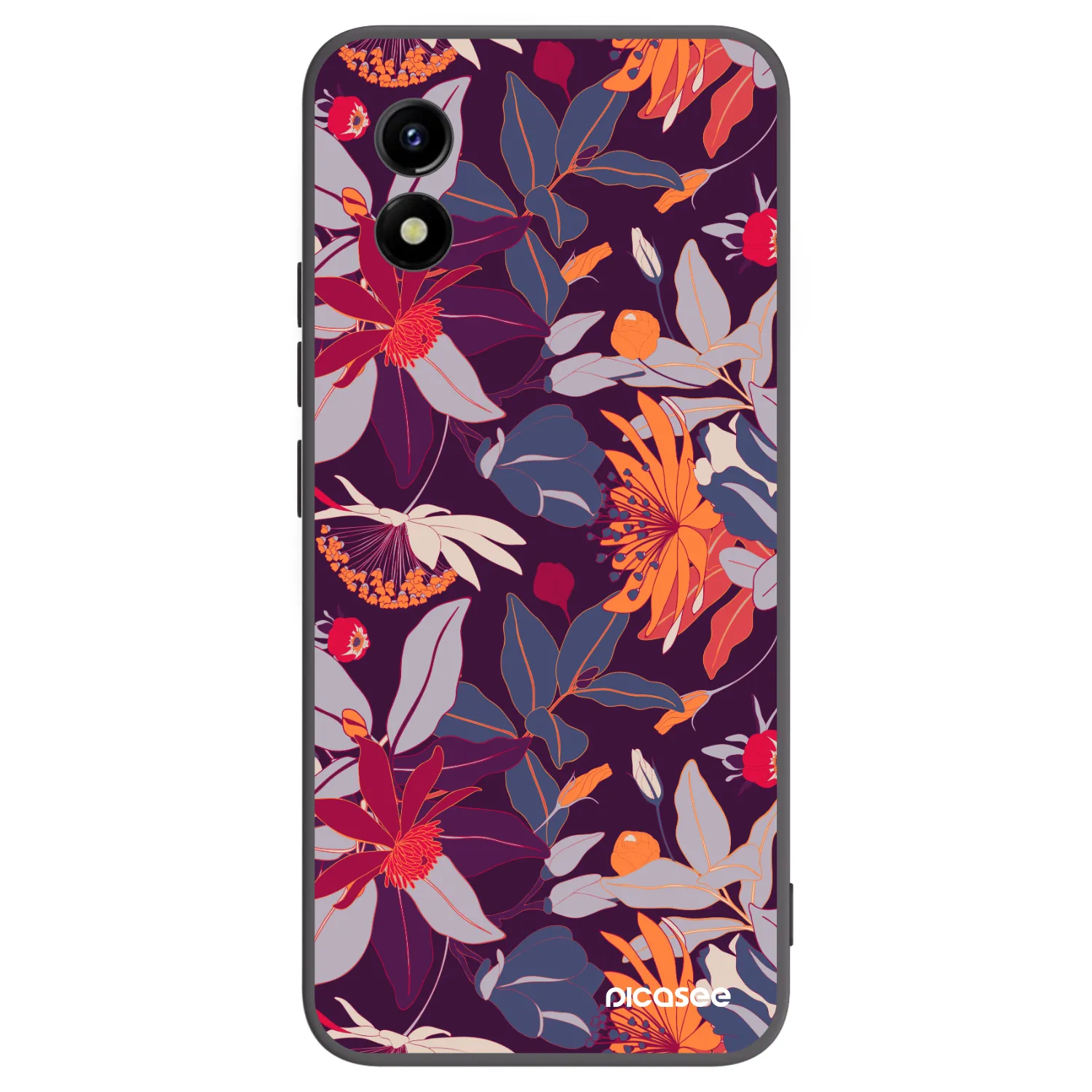 Picasee crna silikonska maskica za Vivo Y01 - Purple Leaf