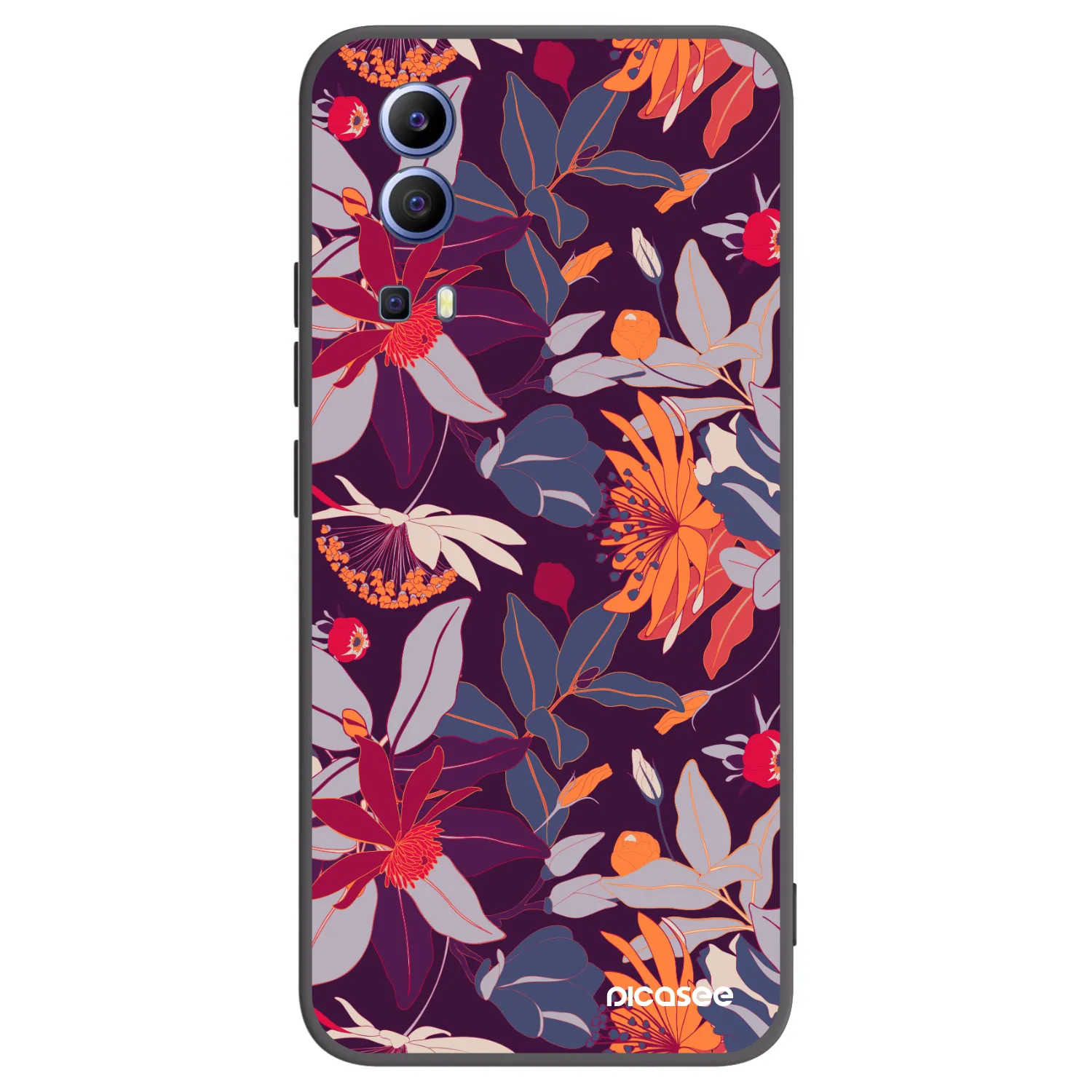 Picasee crna silikonska maskica za Vivo Y52 5G - Purple Leaf
