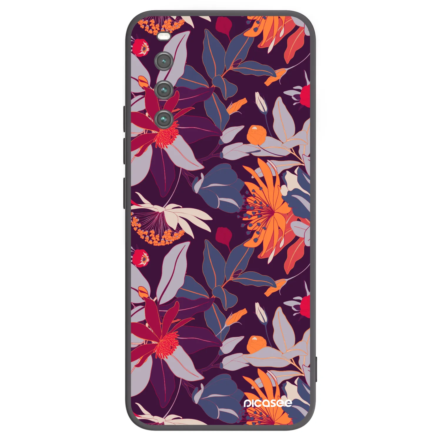 Picasee crna silikonska maskica za Sony Xperia 10 IV 5G - Purple Leaf