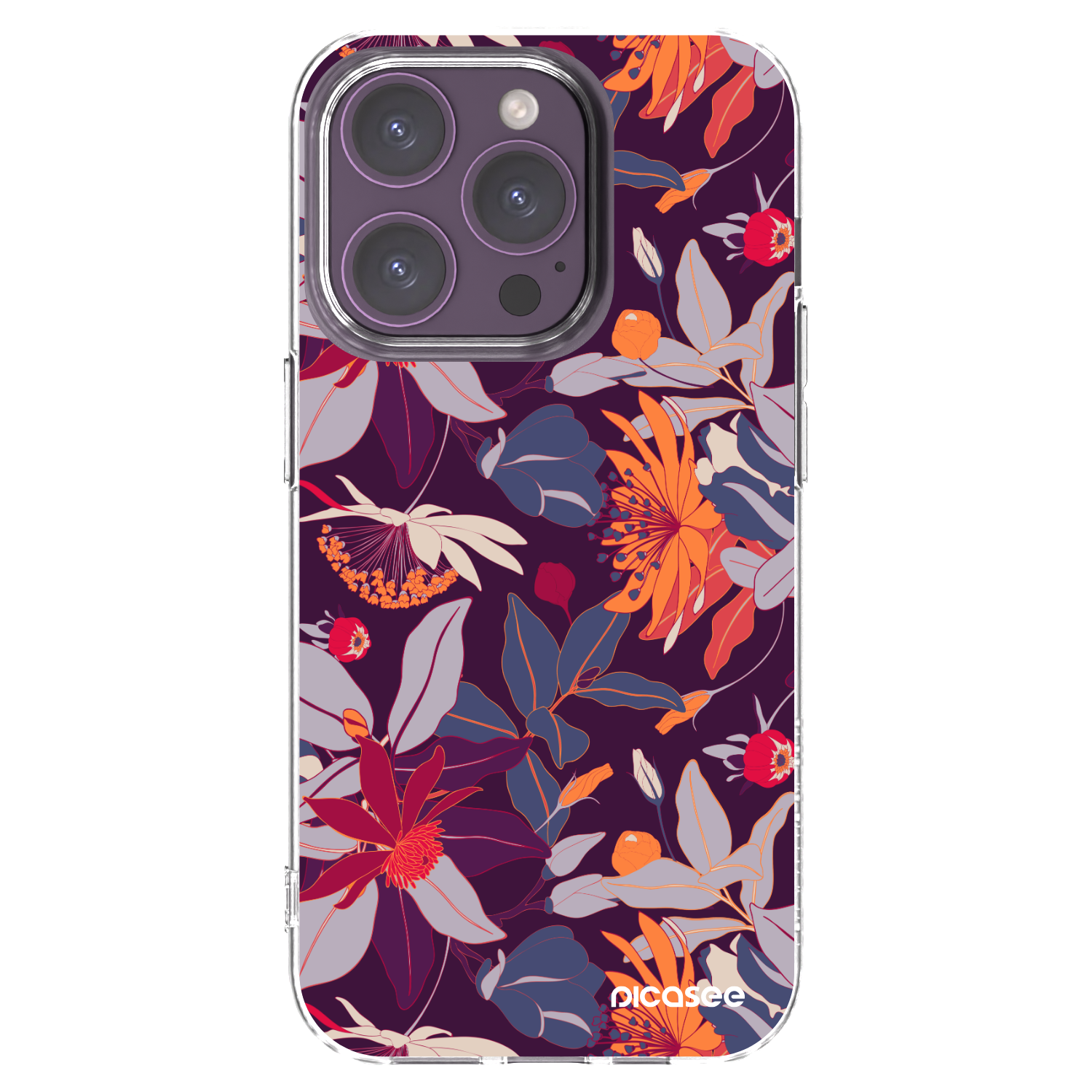 Picasee silikonska prozirna maskica za Apple iPhone 14 Pro - Purple Leaf
