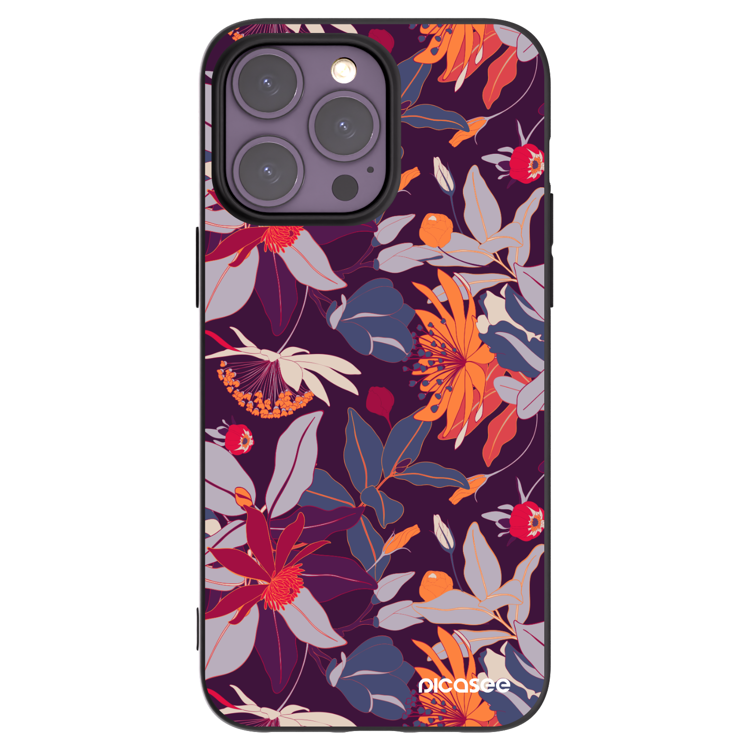 Picasee crna silikonska maskica za Apple iPhone 14 Pro Max - Purple Leaf