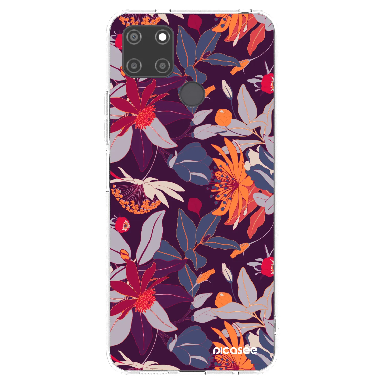 Picasee silikonska prozirna maskica za Realme C21Y - Purple Leaf