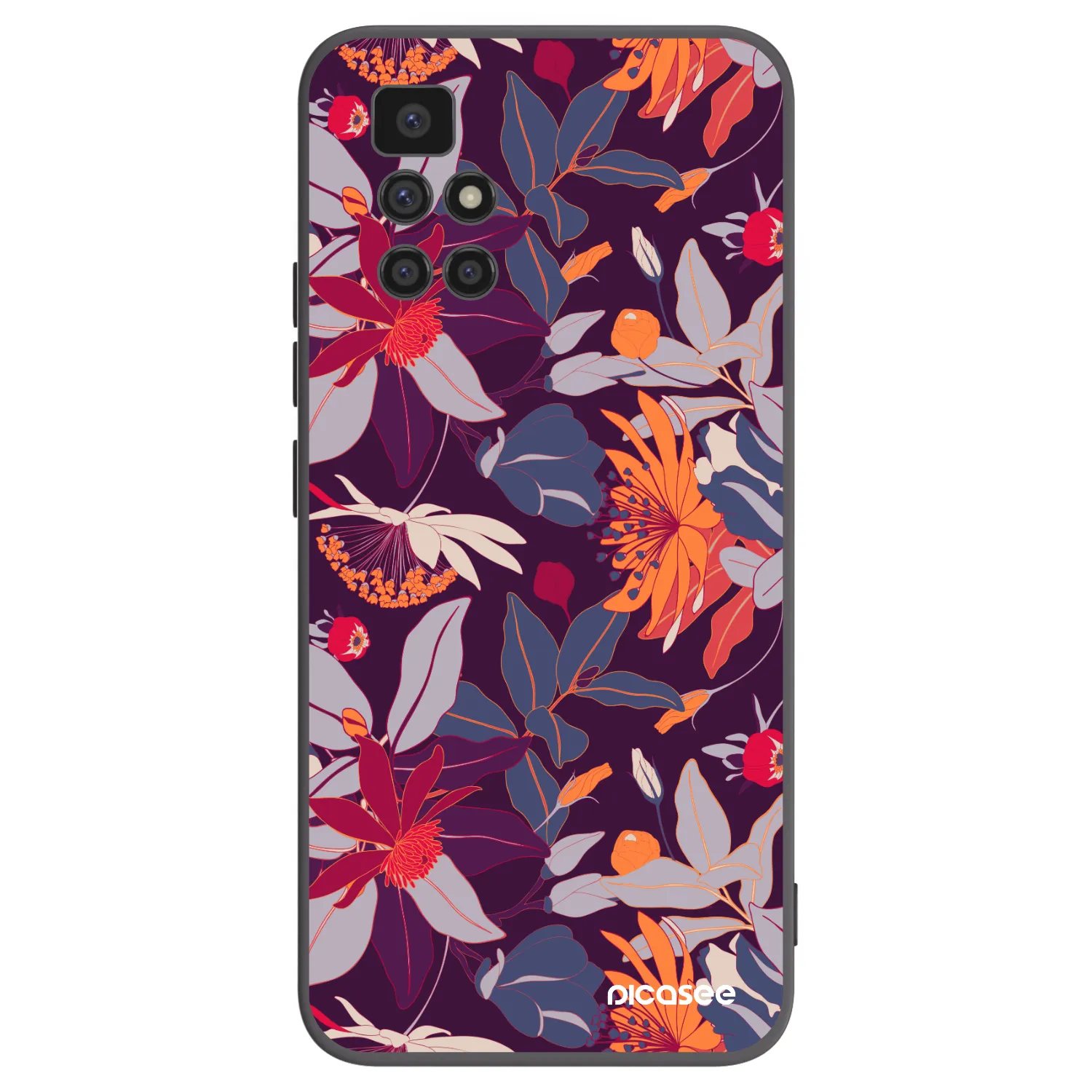 Picasee crna silikonska maskica za Xiaomi Redmi 10 (2022) - Purple Leaf