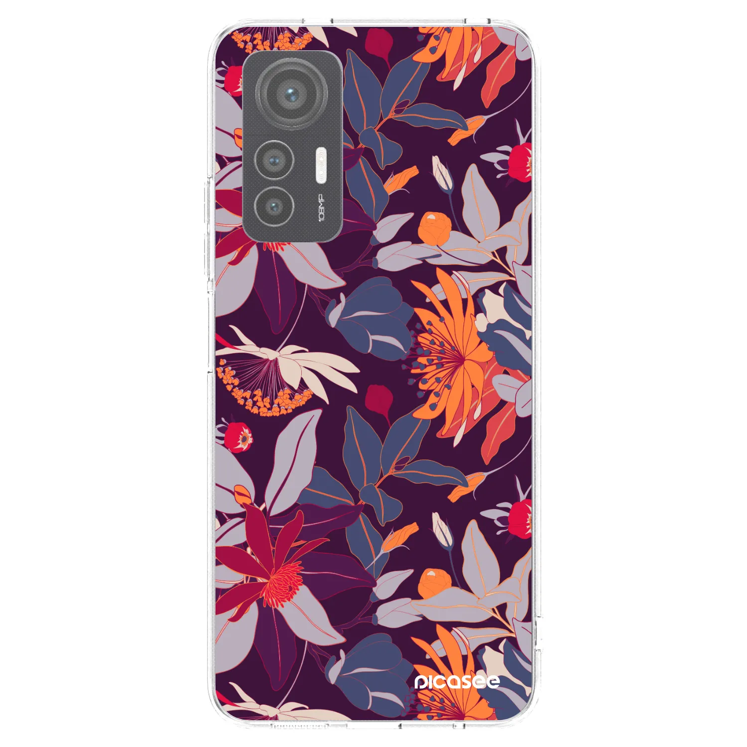 Picasee silikonska prozirna maskica za Xiaomi 12 Lite - Purple Leaf