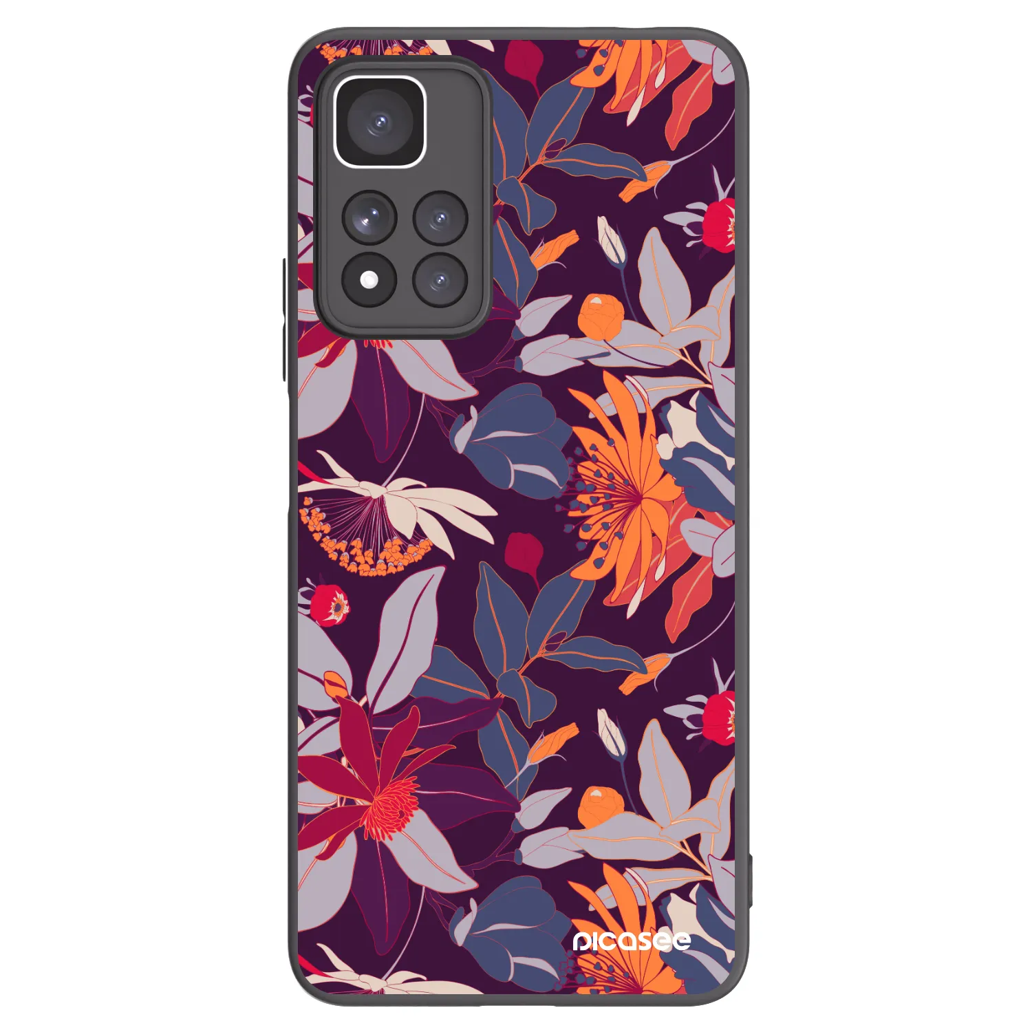 Picasee crna silikonska maskica za Xiaomi Redmi Note 11 Pro+ 5G - Purple Leaf