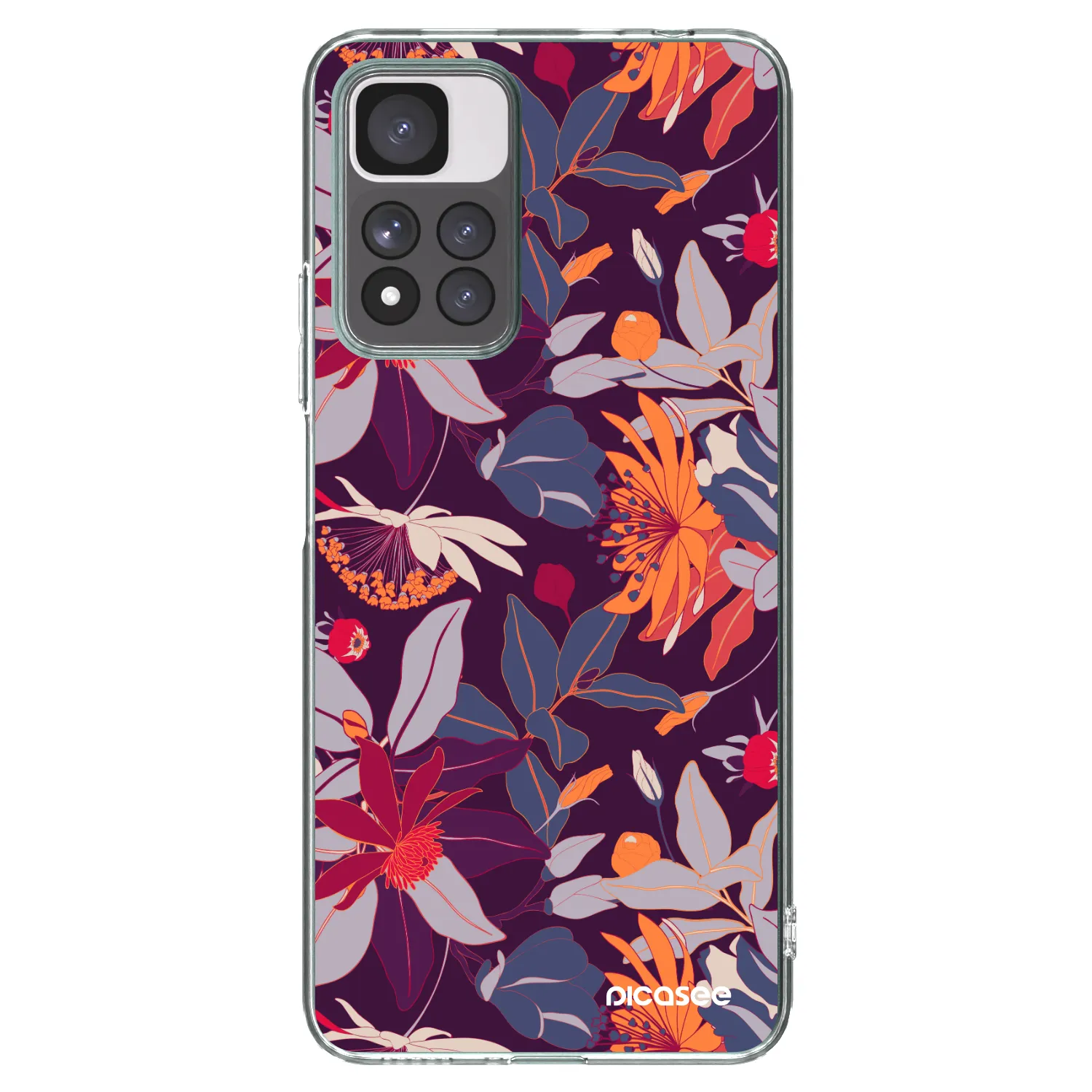 Picasee silikonska prozirna maskica za Xiaomi Redmi Note 11 Pro+ 5G - Purple Leaf