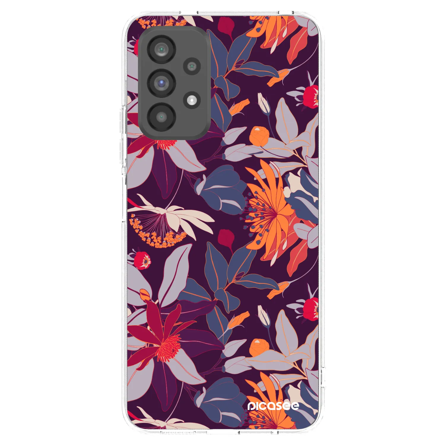 Picasee silikonska prozirna maskica za Samsung Galaxy A73 5G - Purple Leaf