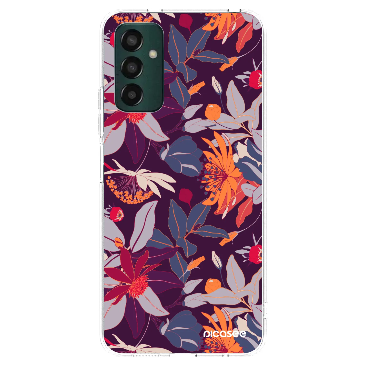 Picasee silikonska prozirna maskica za Samsung Galaxy M23 5G - Purple Leaf