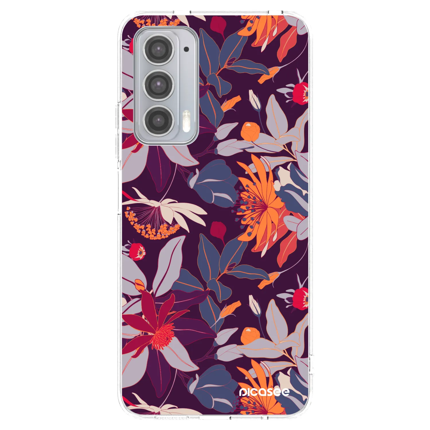 Picasee silikonska prozirna maskica za Motorola Edge 20 - Purple Leaf