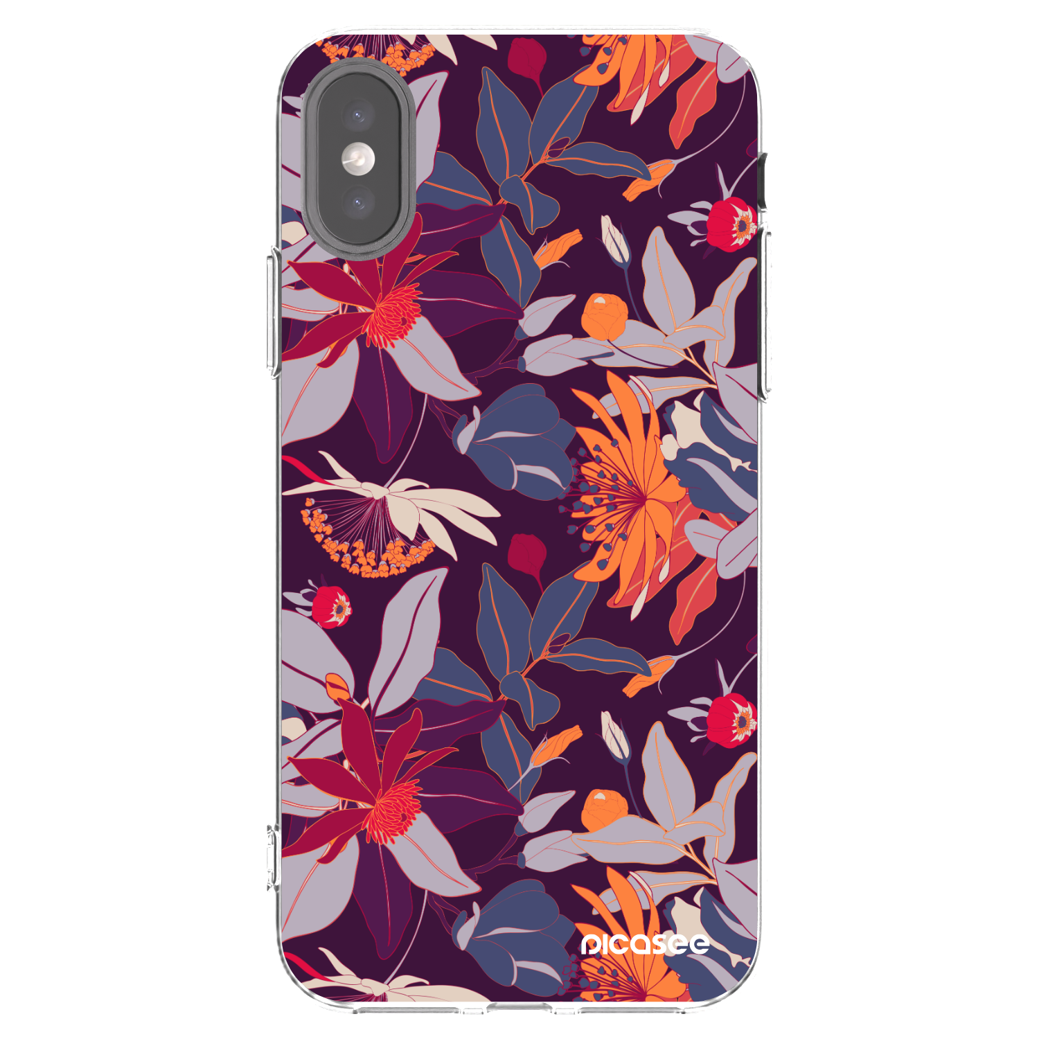 Picasee silikonska prozirna maskica za Apple iPhone X/XS - Purple Leaf