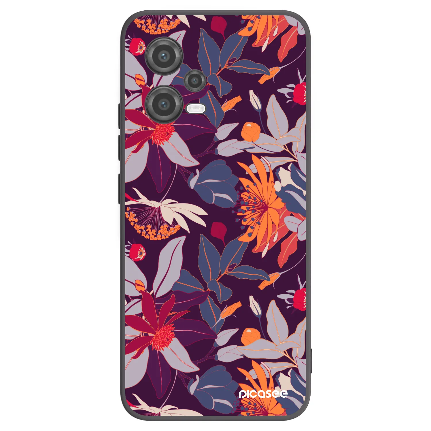 Picasee crna silikonska maskica za Xiaomi Poco X5 - Purple Leaf