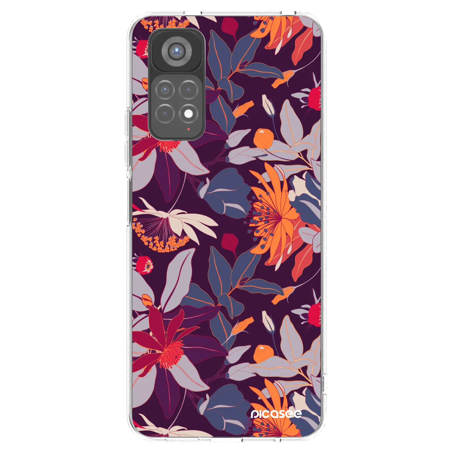 Picasee silikonska prozirna maskica za Xiaomi Redmi Note 11S 5G - Purple Leaf