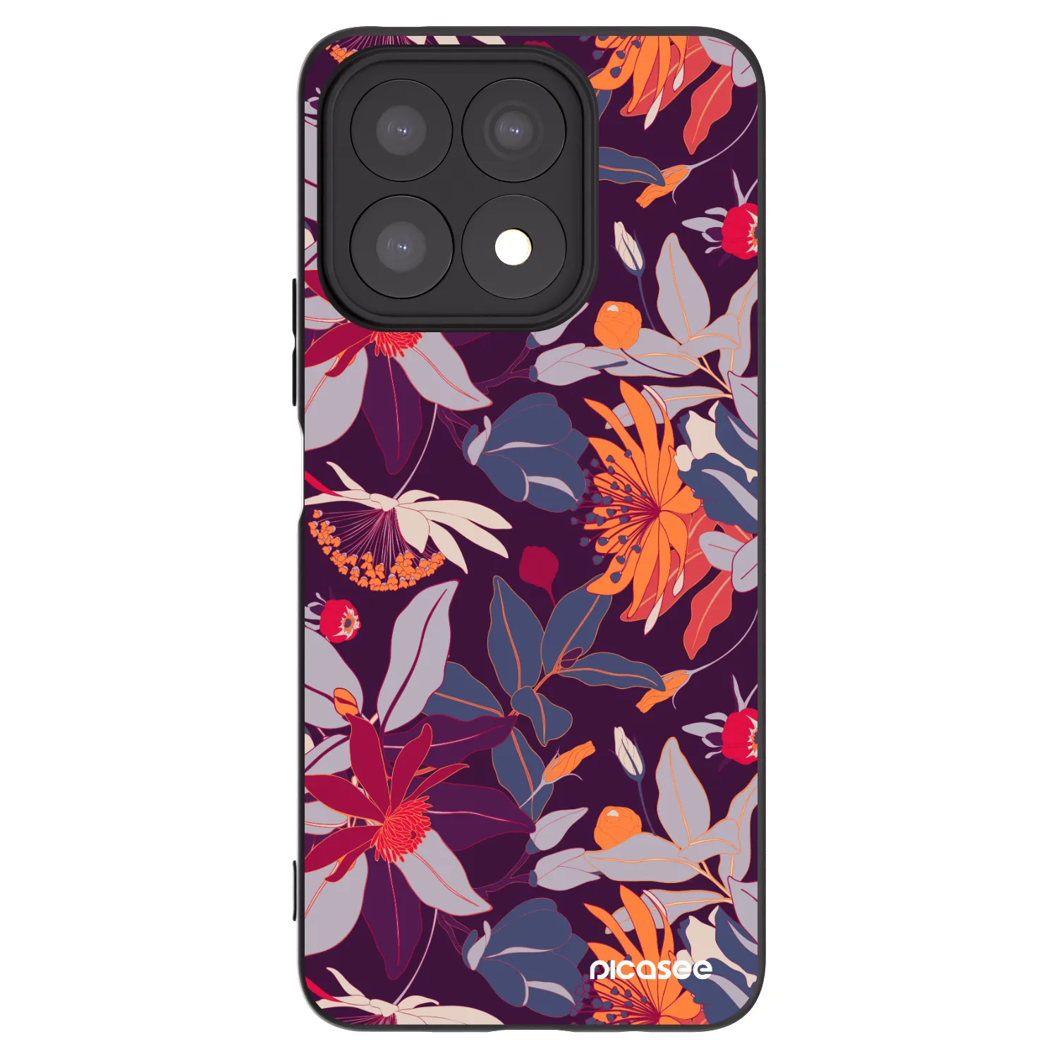 Picasee crna silikonska maskica za Honor X8a - Purple Leaf